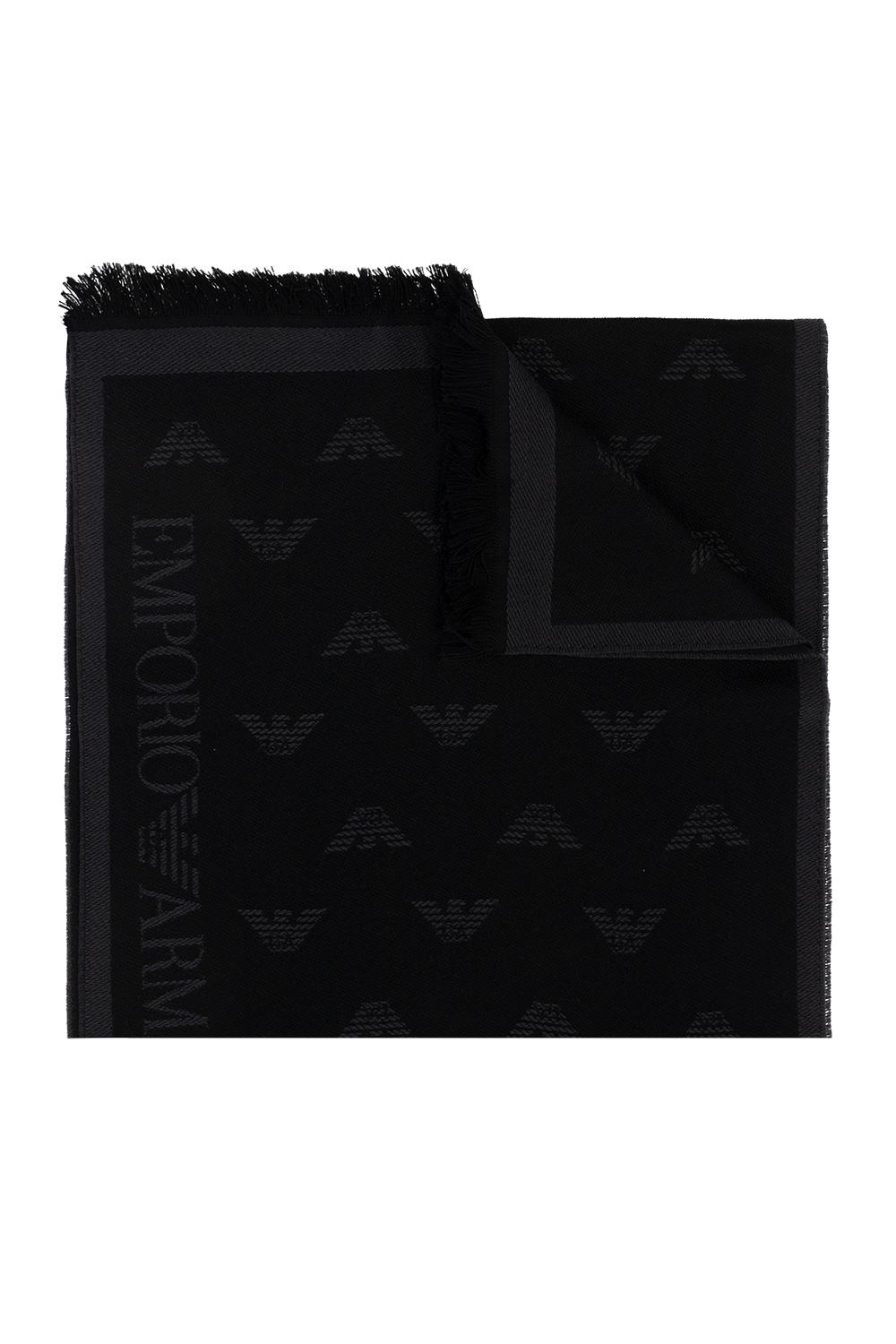 Emporio Armani Emporıo Armani Erkek Desenli Standart Boy Günlük Kullanım Siyah Fular 625009 CC306-SIYAH