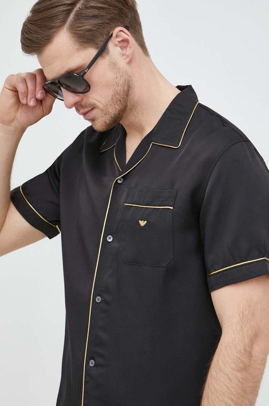 Emporio Armani Emporıo Armani Erkek Dokuma Kumaş Marka Logolu Siyah Gömlek 3R1CQ0 1NXLZ-0999