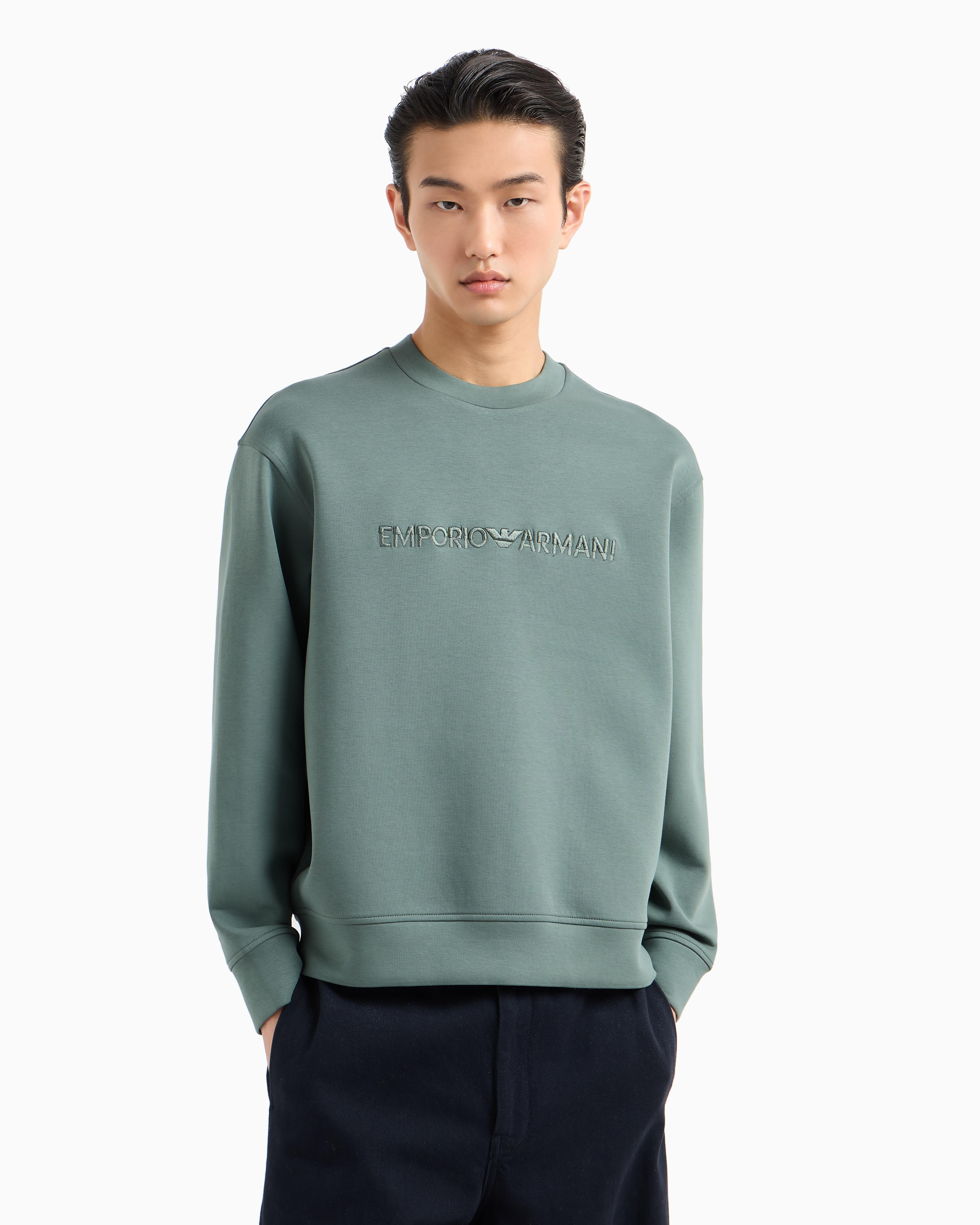 EMPORIO ARMANI Emporıo Armani Erkek Dokuma Kumaş Regular Fit Yuvarlak Yaka Uzun Kollu Yeşil Sweatshirt EM001126 AF10013-U9083