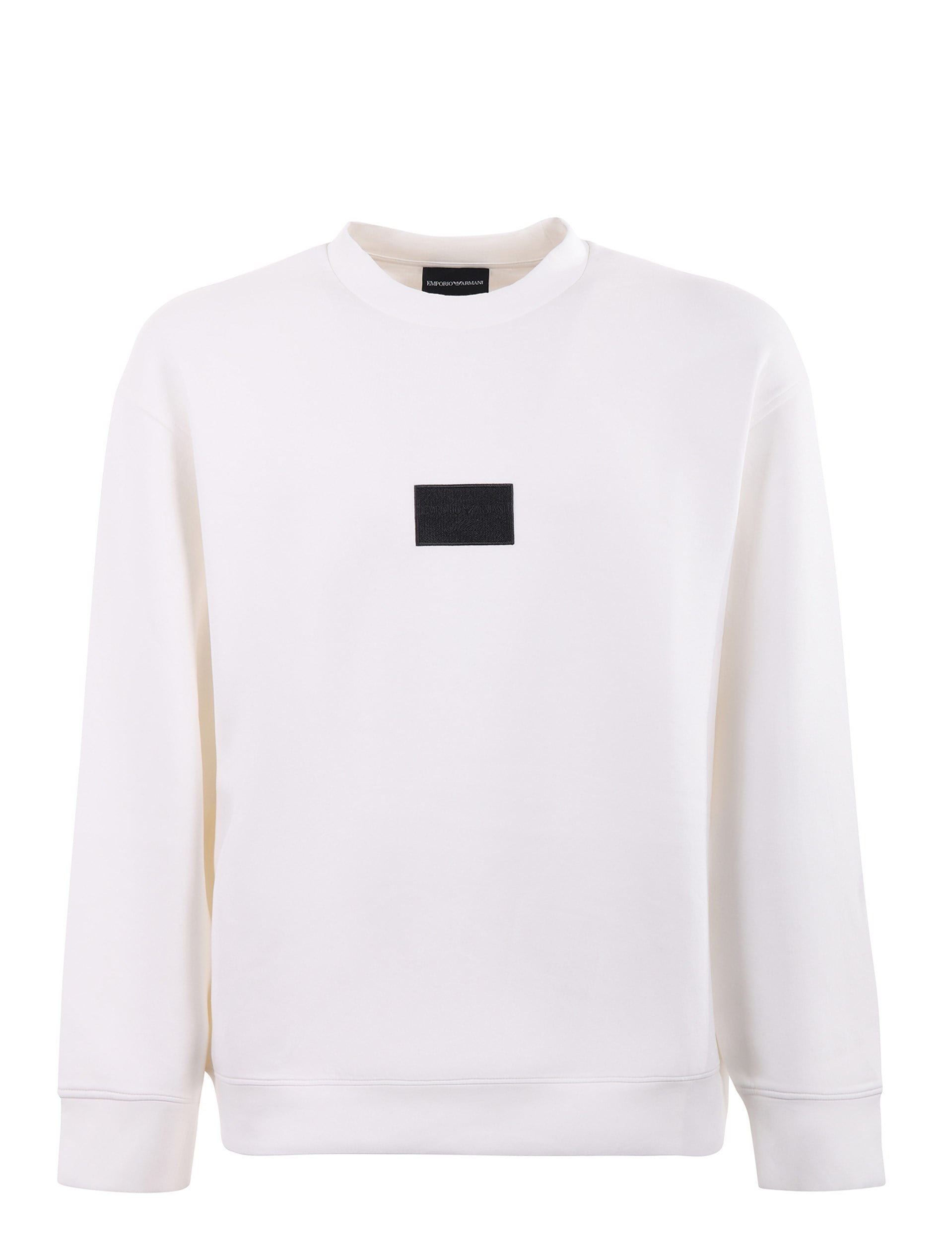 Emporio Armani Emporıo Armani Erkek Fermuarlı ve Kabartmalı Kartal Logolu Regular Fit Kapüşonlu Beyaz Sweatshirt EM001045 AF100131-U0003