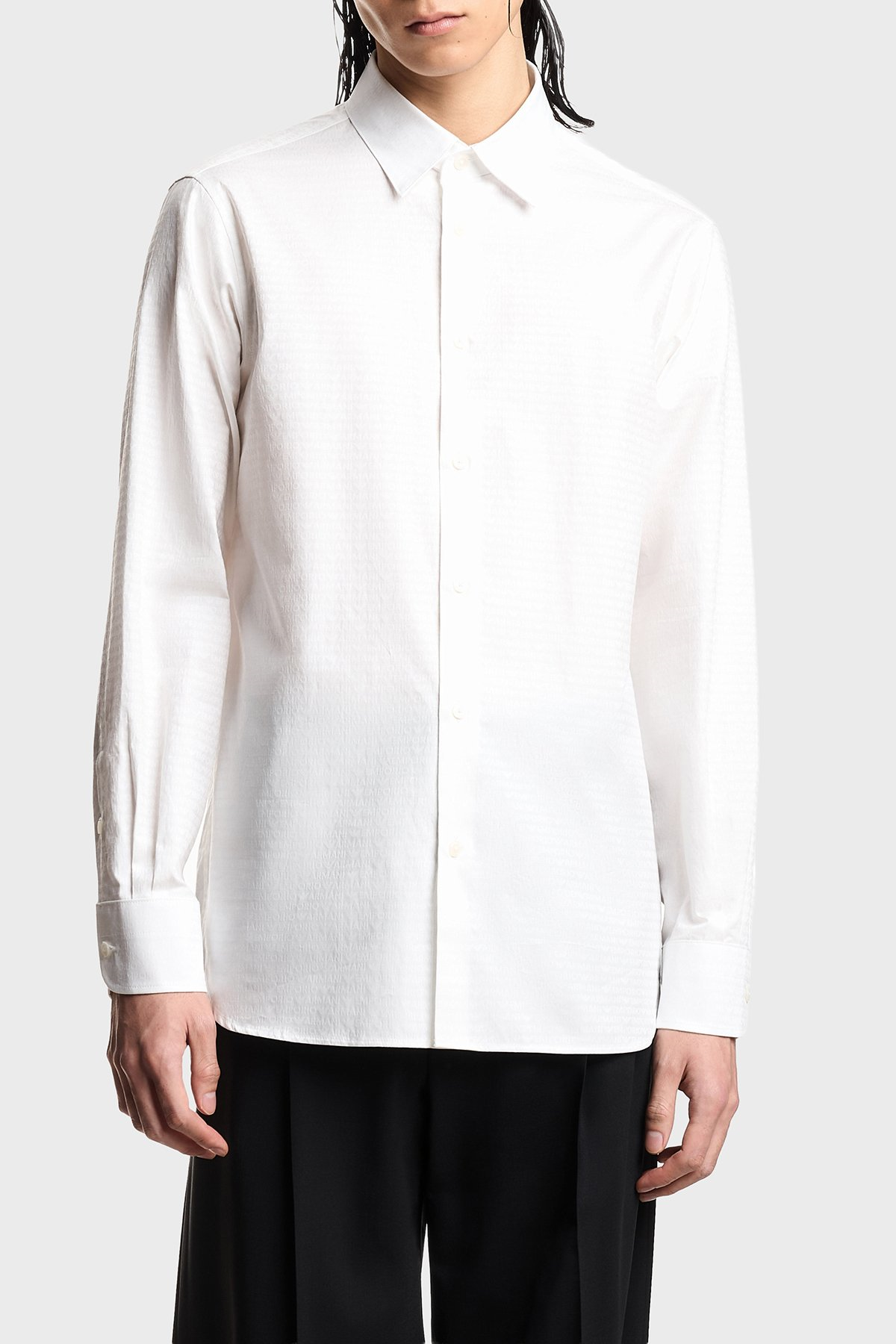 Emporio Armani Emporıo Armani Erkek İpek Karışımlı Regular Fit Gömlek Yaka Ekru Gömlek EM001537 AF18123-F0136