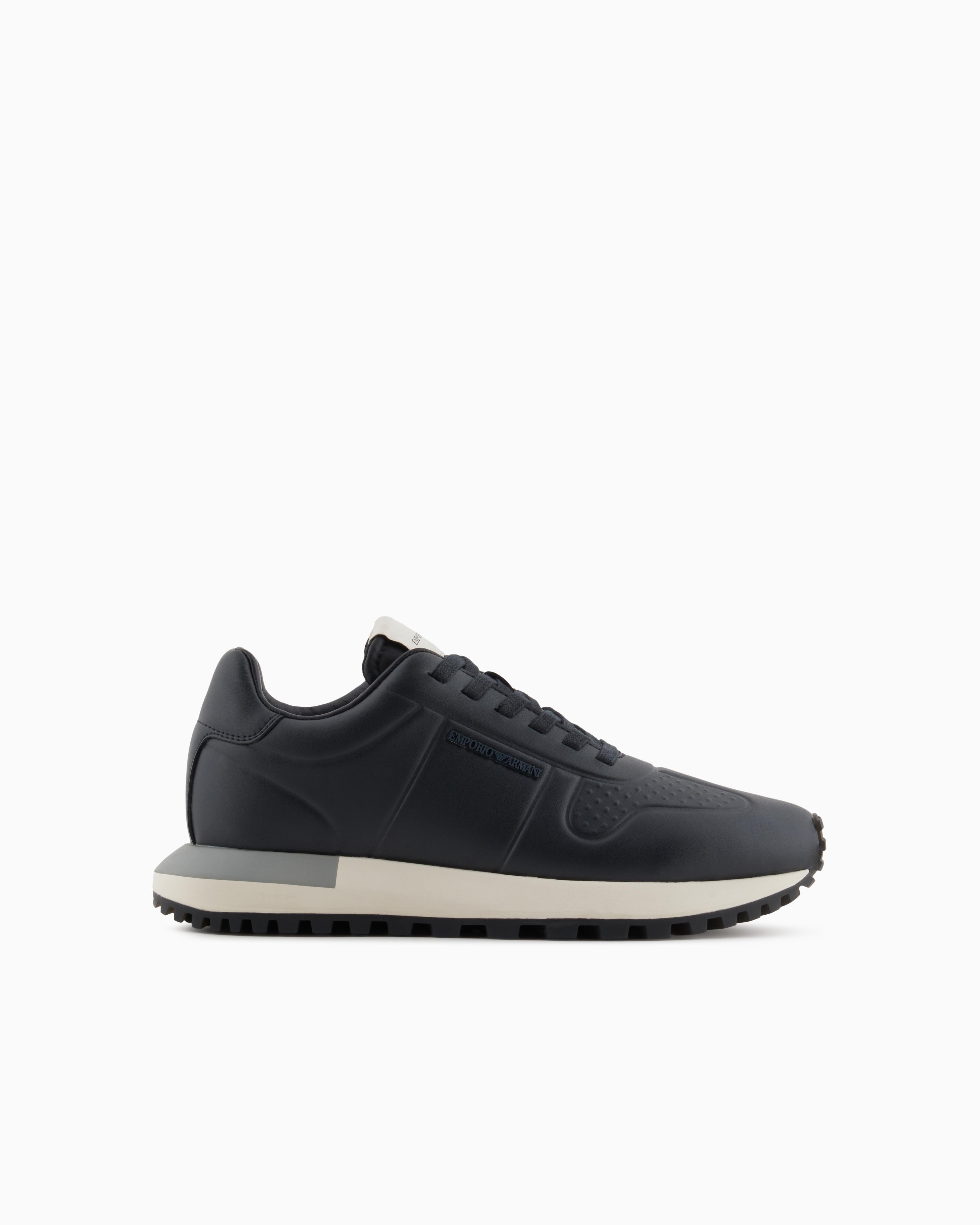 EMPORIO ARMANI Emporıo Armani Erkek Kaydırmaz Rahat Taban Deri Lacivert Sneaker X4X684 XR323-00285