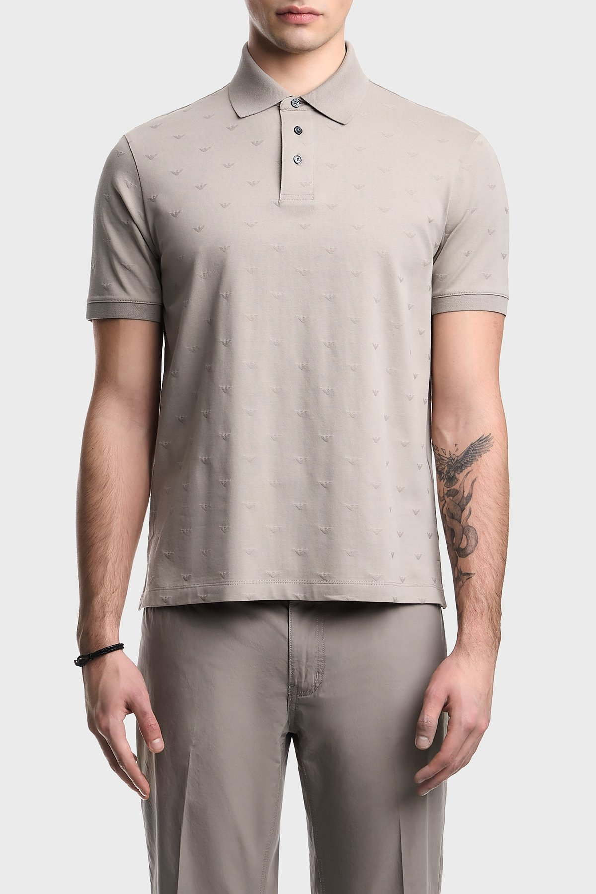 Emporio Armani Emporıo Armani Erkek Kısa Kol Pamuklu Regular Fit Gri Polo Yaka T-Shirt EM004912 AF10762-F6219
