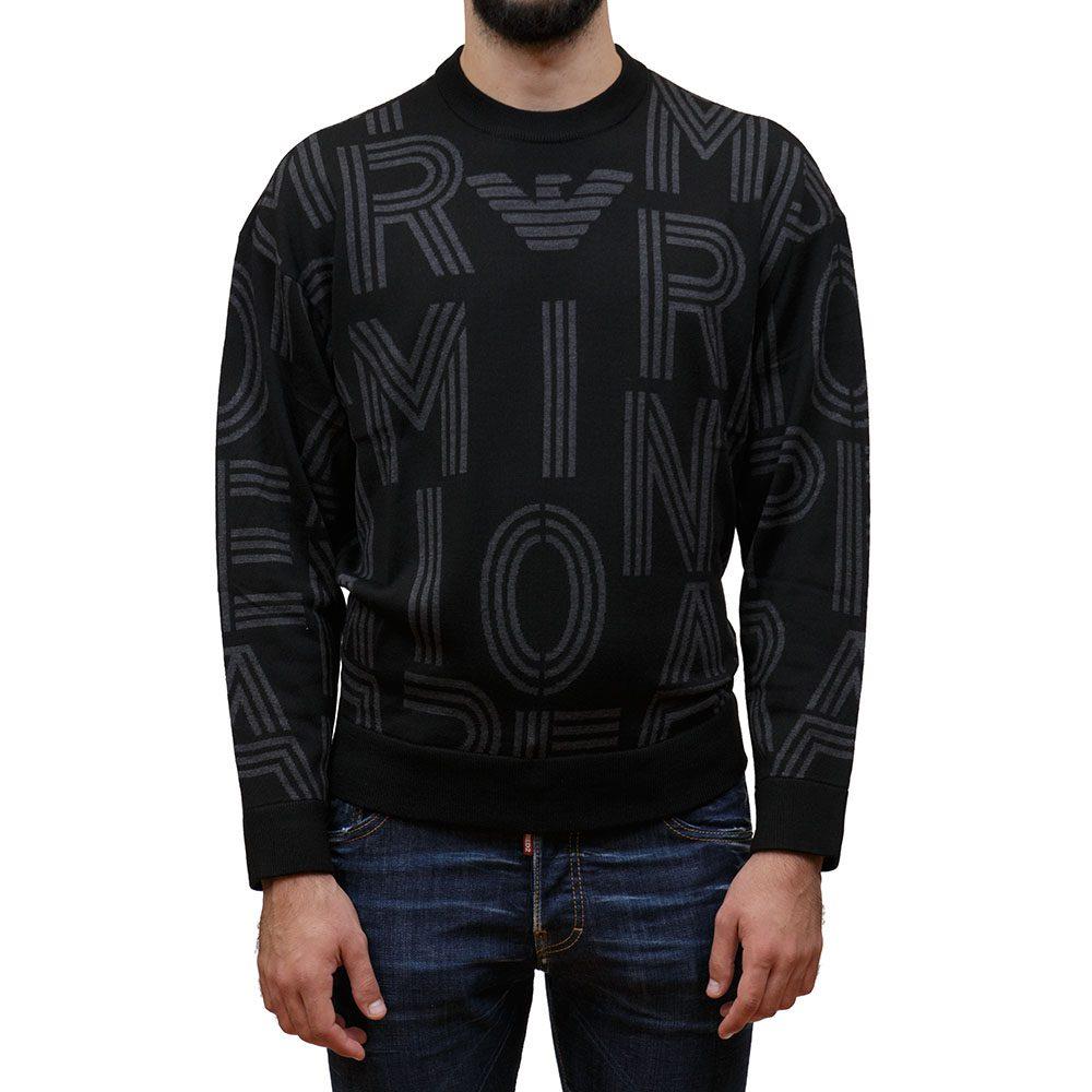 Emporio Armani Emporıo Armani Erkek Marka Logo Detaylı Bisiklet Yaka Regular Fit Siyah Kazak 6R1MXK 1MNKZ-F090