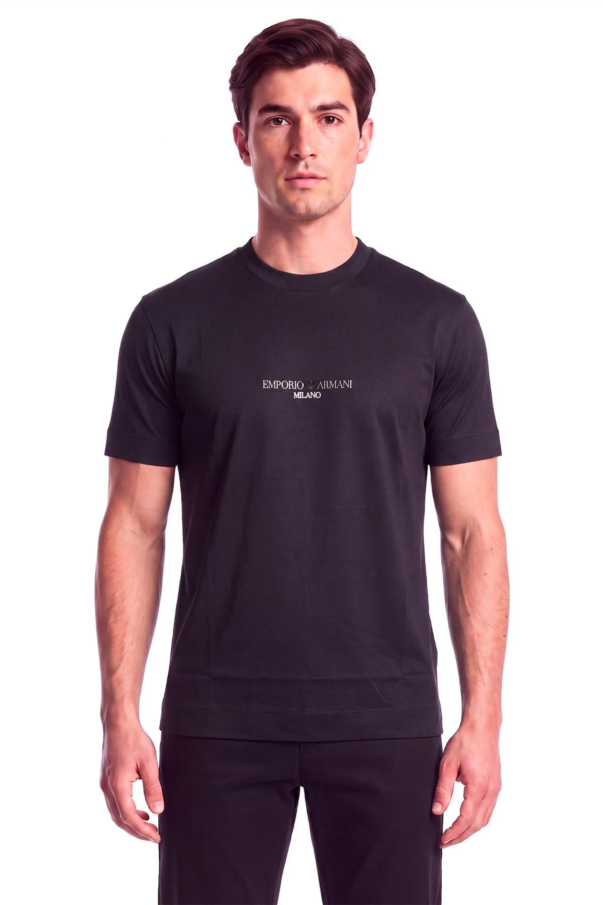 Emporio Armani Emporıo Armani Erkek Normal Kalıp Logo İşlemeli Kısa Kollu Siyah1 T-Shirt EM007353 AF10017-MB844