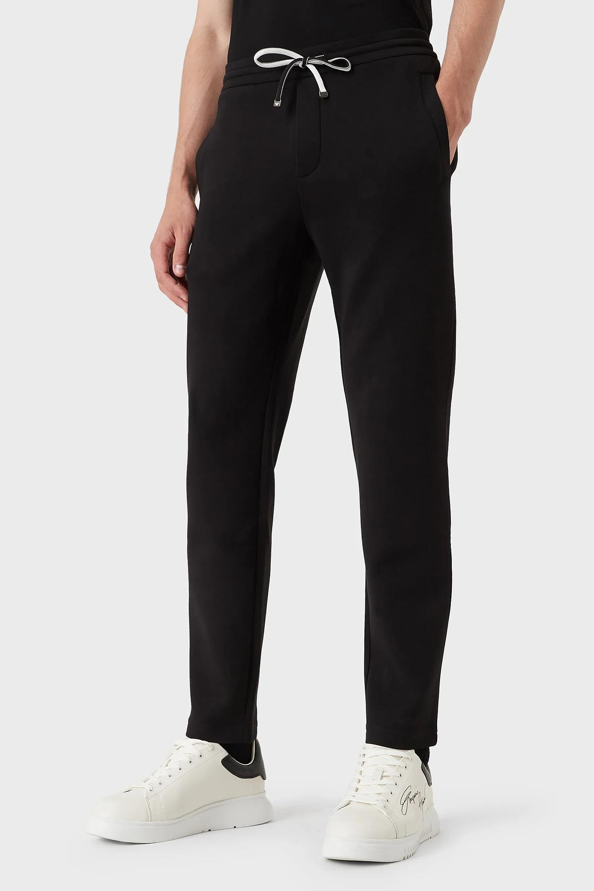 Emporio Armani Emporıo Armani Erkek Normal Belli Pamuklu Logo Desenli Siyah Pantolon 8N1PD8 1JHSZ-0999