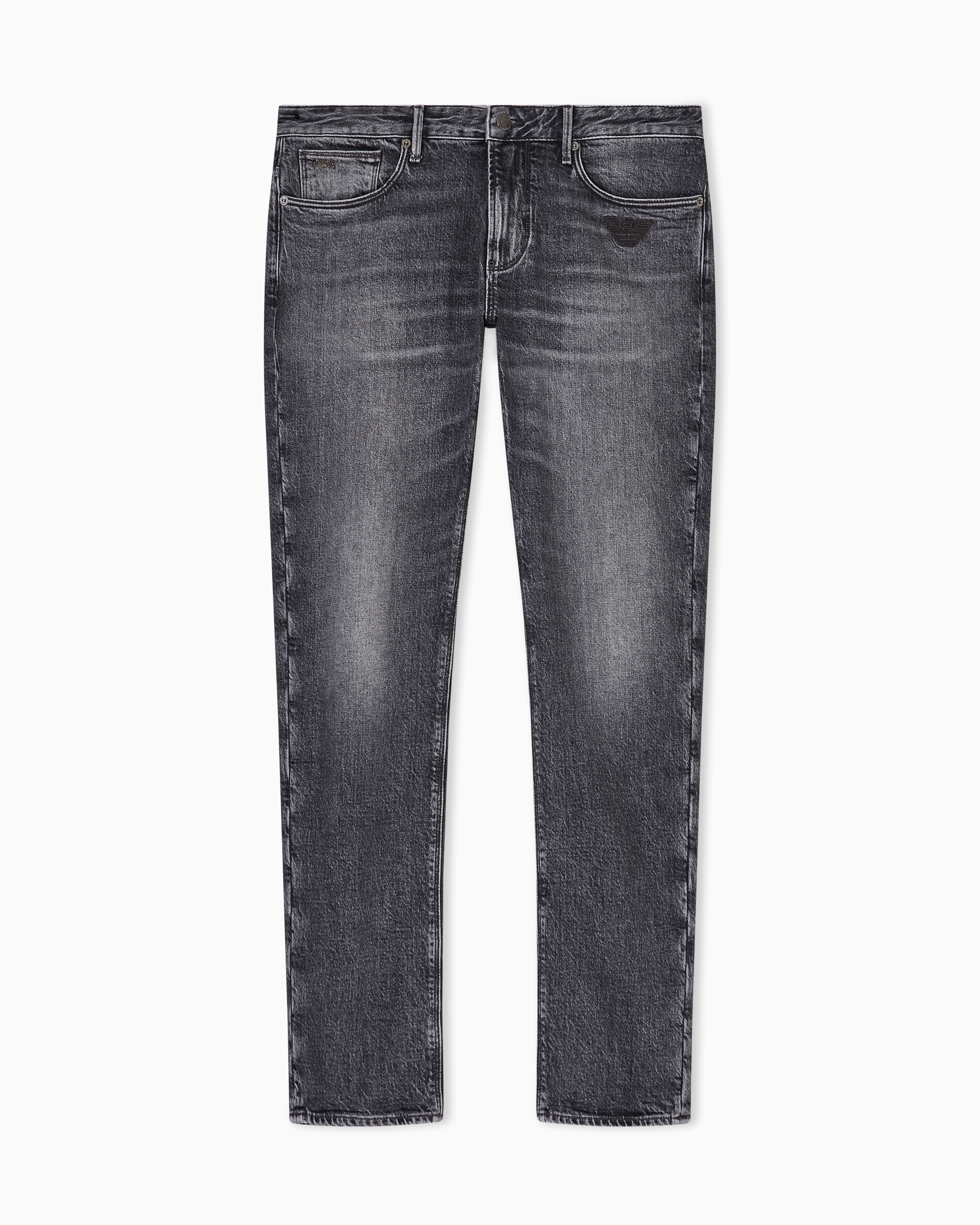 Emporio Armani Emporıo Armani Erkek Normal Kalıp Eskitme Desenli Kartal Logo İşlemeli Gri Jeans EM000121 AF17860-M8001