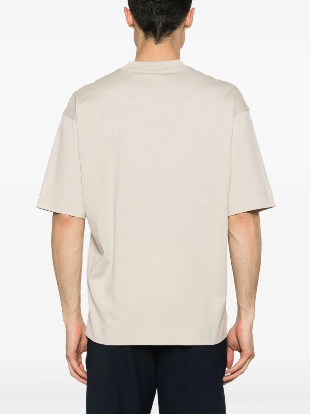 EMPORIO ARMANI Emporıo Armani Erkek Oversize Kısa Kollu Motif Desenli Bej T-Shirt EM001026 AF13669-M1054