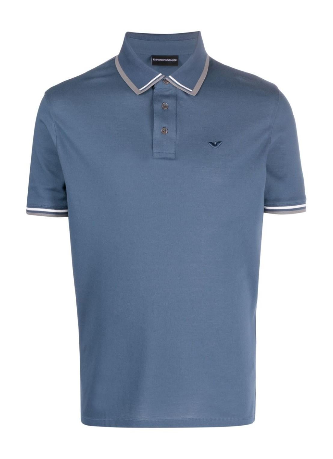 Emporio Armani Emporıo Armani Erkek Pamuklu Kısa Kollu Günlük Mavi Polo Yaka T-Shirt 6R1F82 1JTKZ-09B2
