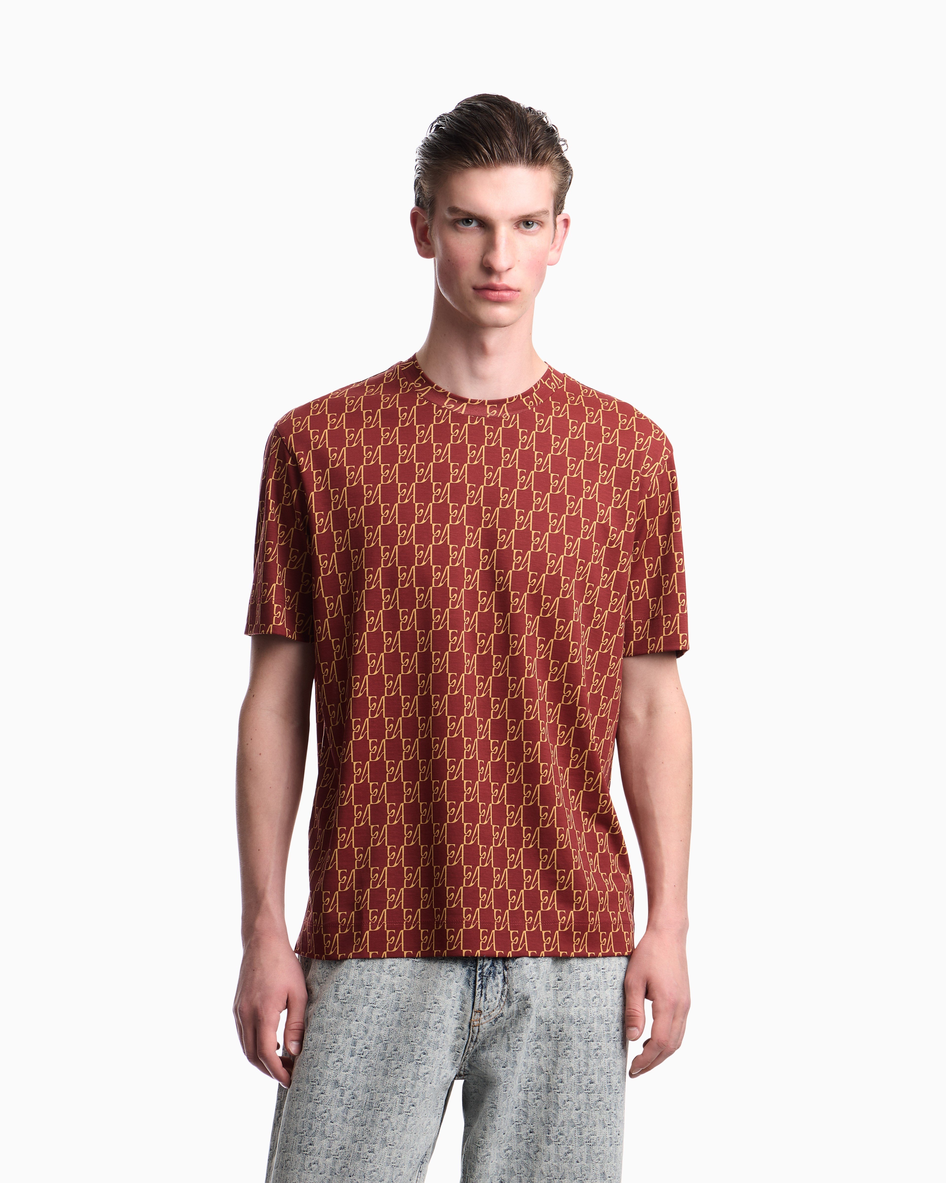 Emporio Armani Emporıo Armani Erkek Pamuklu Jarse Kumaş Normal Kesim Logo İmzalı Kısa Kollu Kırmızı T-Shirt EM006812 AF10017-F5094