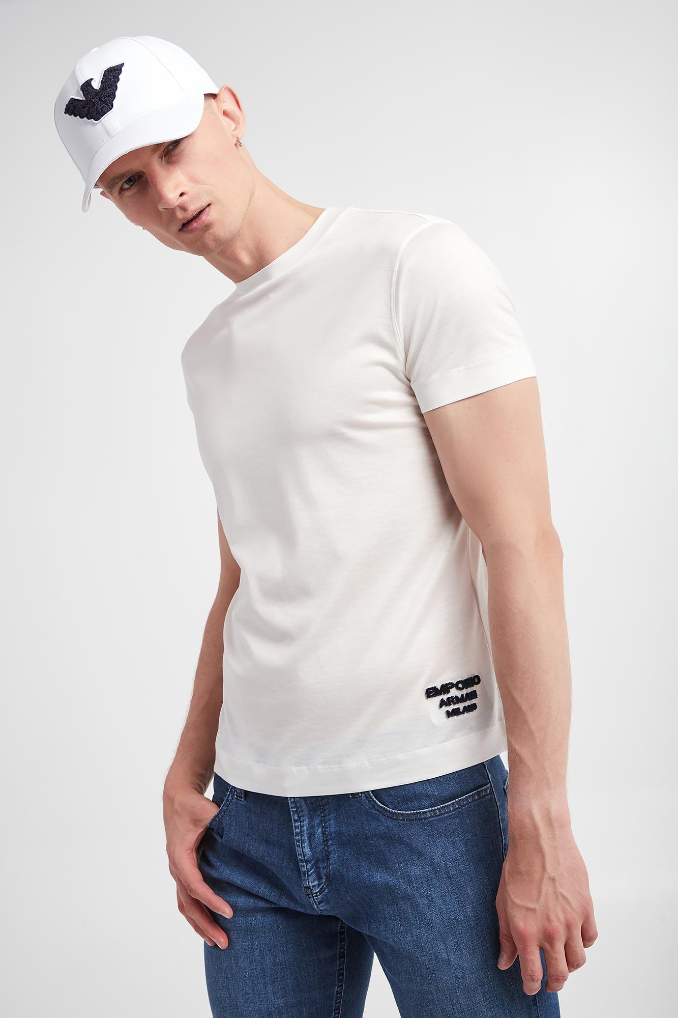 Emporio Armani Emporıo Armani Erkek Pamuklu Jersey Kumaş Marka Logolu Beyaz1 T-Shirt 3R1TBG 1JUVZ-01C4