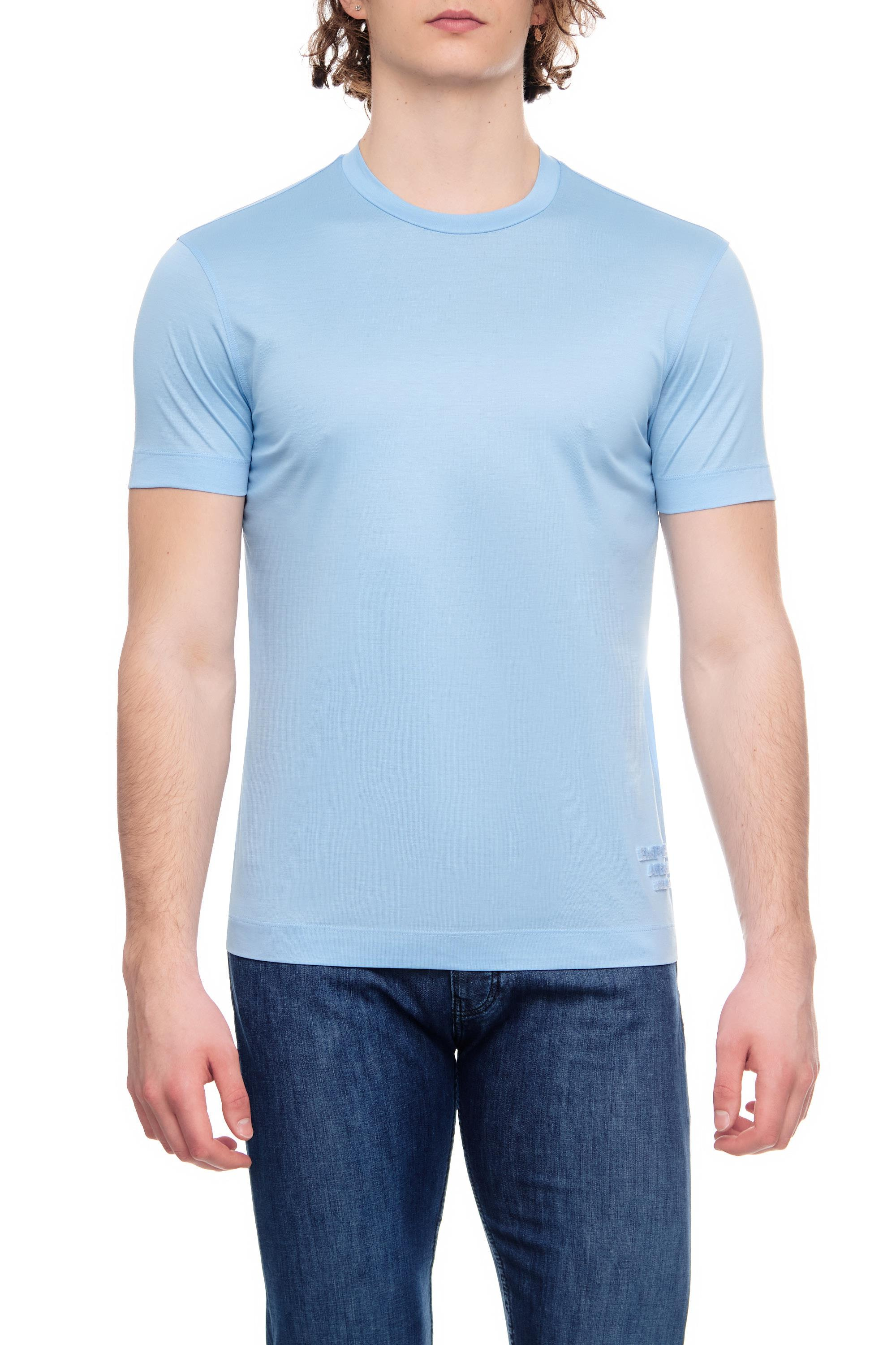 Emporio Armani Emporıo Armani Erkek Pamuklu Jersey Kumaş Marka Logolu Mavi2 T-Shirt 3R1TBG 1JUVZ-09I5