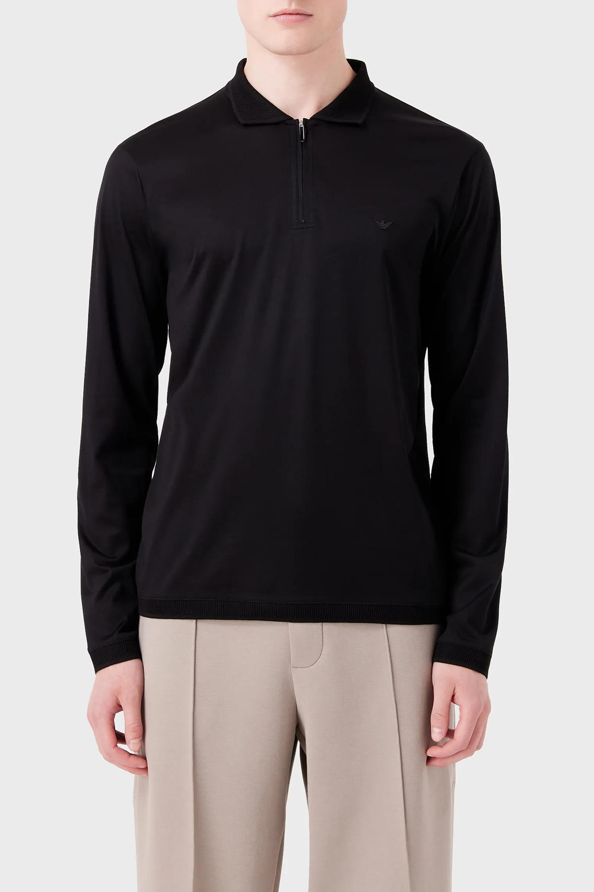 Emporio Armani Emporıo Armani Erkek Polo Yaka Düğme Kapamalı Kısa Kollu Siyah Polo Yaka T-Shirt 6R1F85 1JUVZ-0999