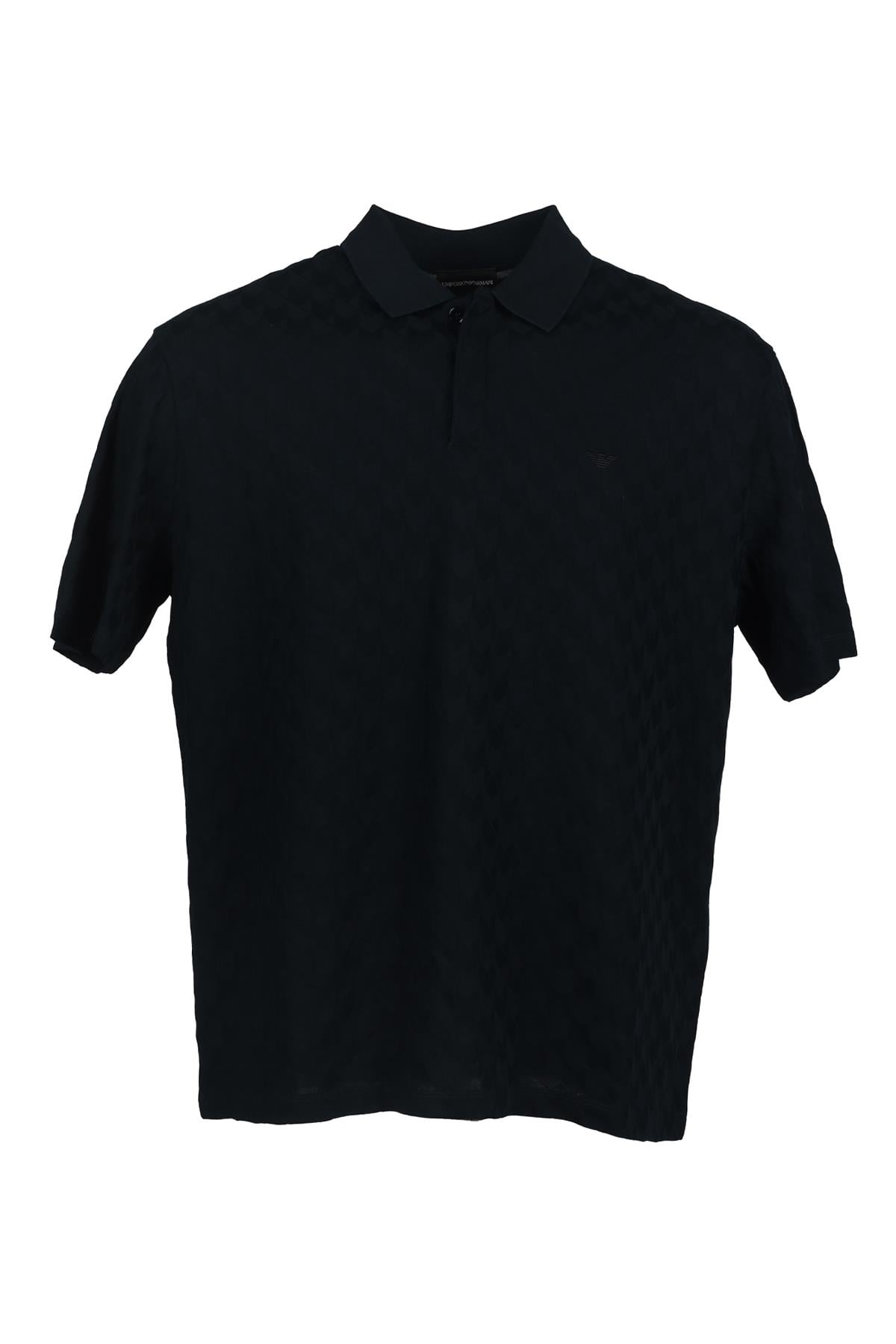 Emporio Armani Emporıo Armani Erkek Polo Yaka Düğme Kapamalı Kısa Kollu Siyah Polo Yaka T-Shirt 6R1F7Q 1J7KZ-0922