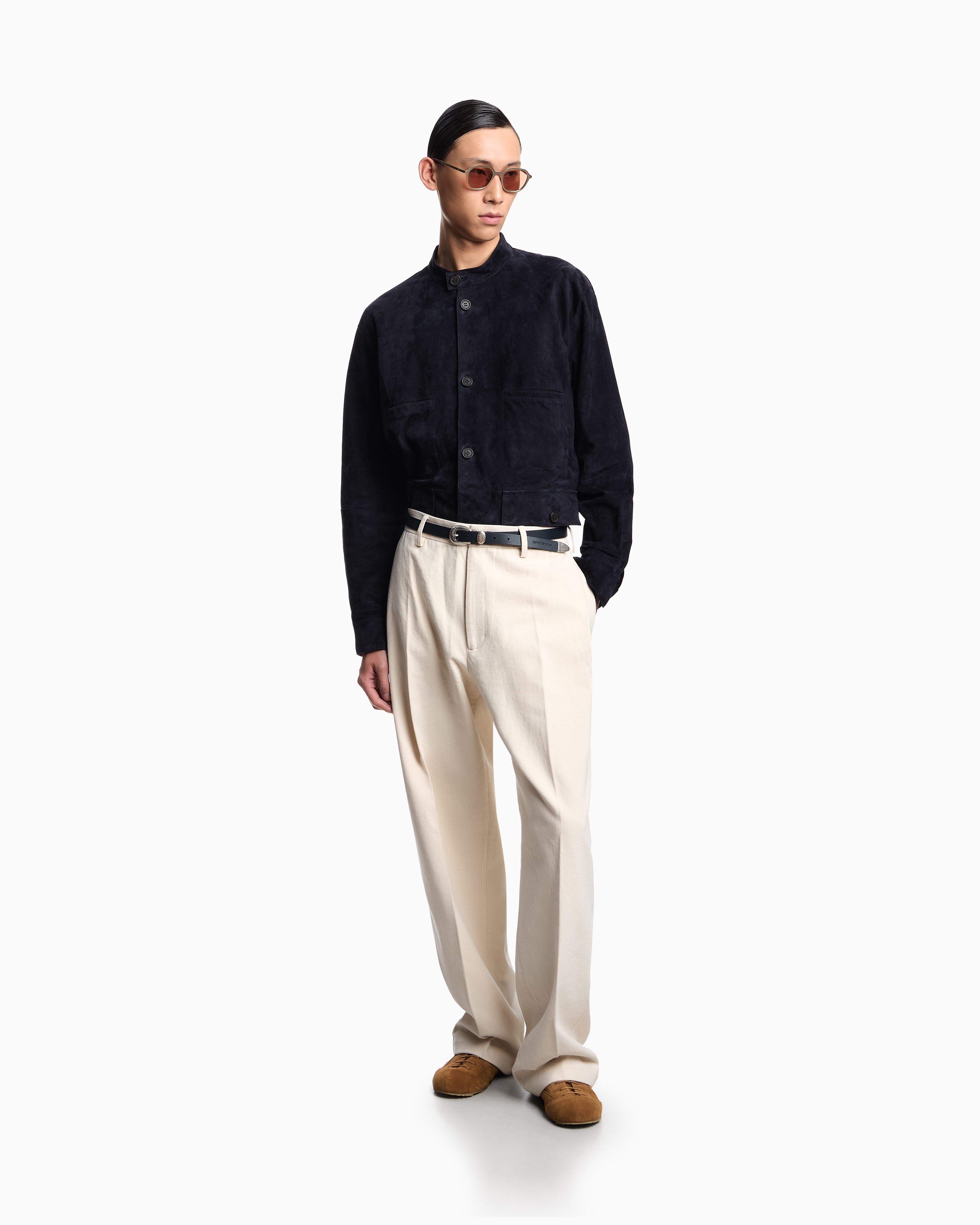 Emporio Armani Emporıo Armani Erkek Rahat Kesim Saf Pamuklu Sert Kumaş Pileli Bej Pantolon EM004900 AF12938-U1088