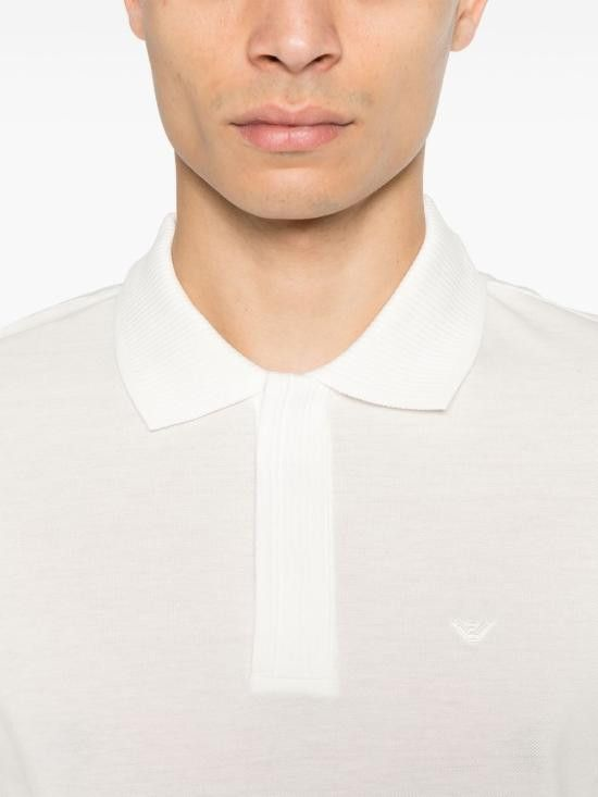 Emporio Armani Emporıo Armani Erkek Regular Fit Kartal İşlemeli %100 Pamuklu Kısa Kollu Beyaz Polo Yaka T-Shirt EM000850 AF12955-U0003