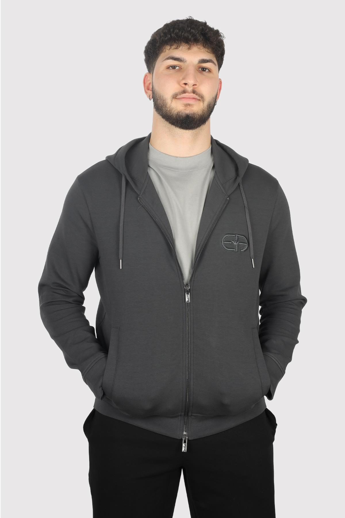 Emporio Armani Emporıo Armani Erkek Uzun Kollu düz Kapuşonlu Yaka Antrasit Sweatshirt 8N1ML6 1JHSZ-0842