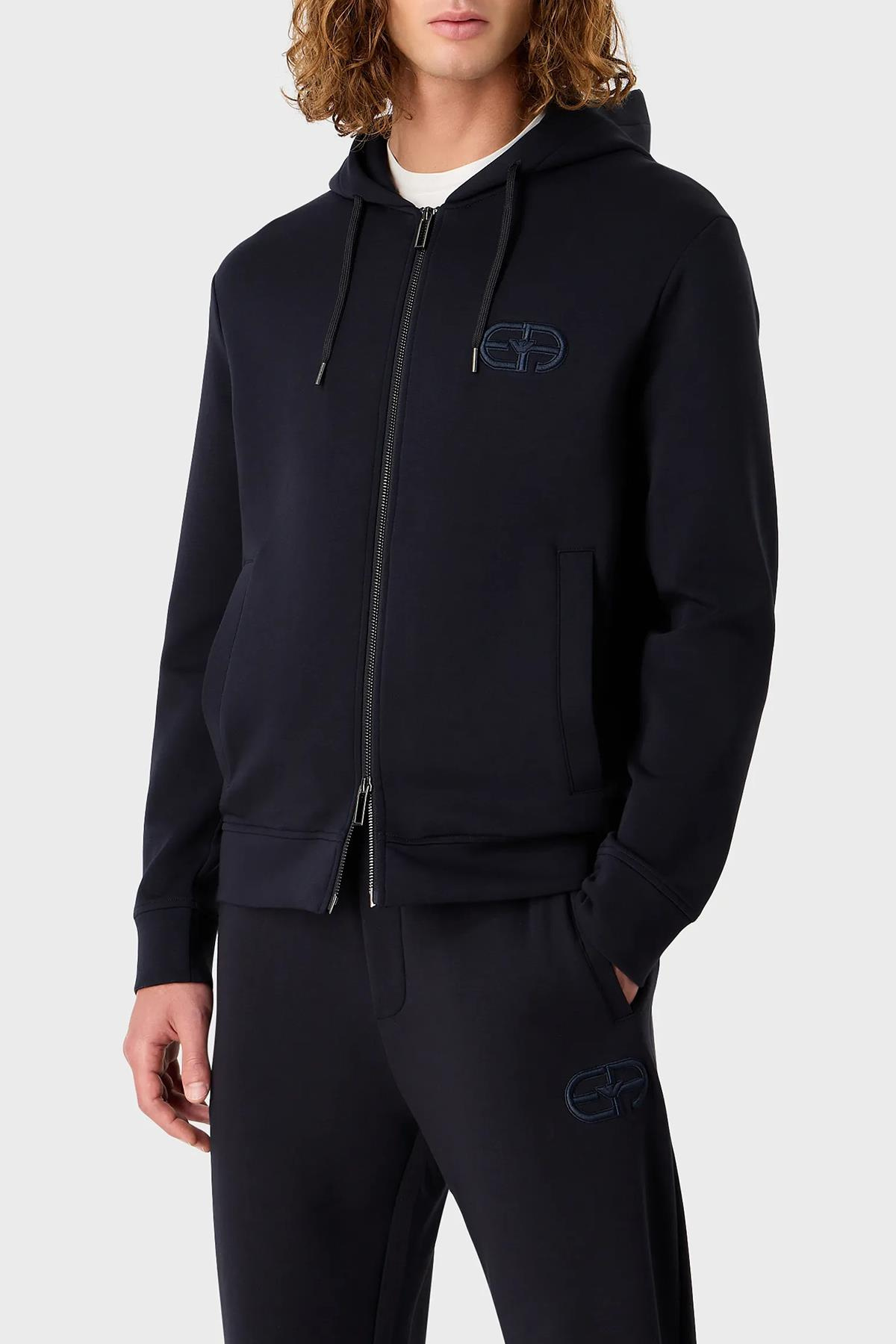 Emporio Armani Emporıo Armani Erkek Uzun Kollu düz Kapuşonlu Yaka Lacivert Sweatshirt 8N1ML6 1JHSZ-0920