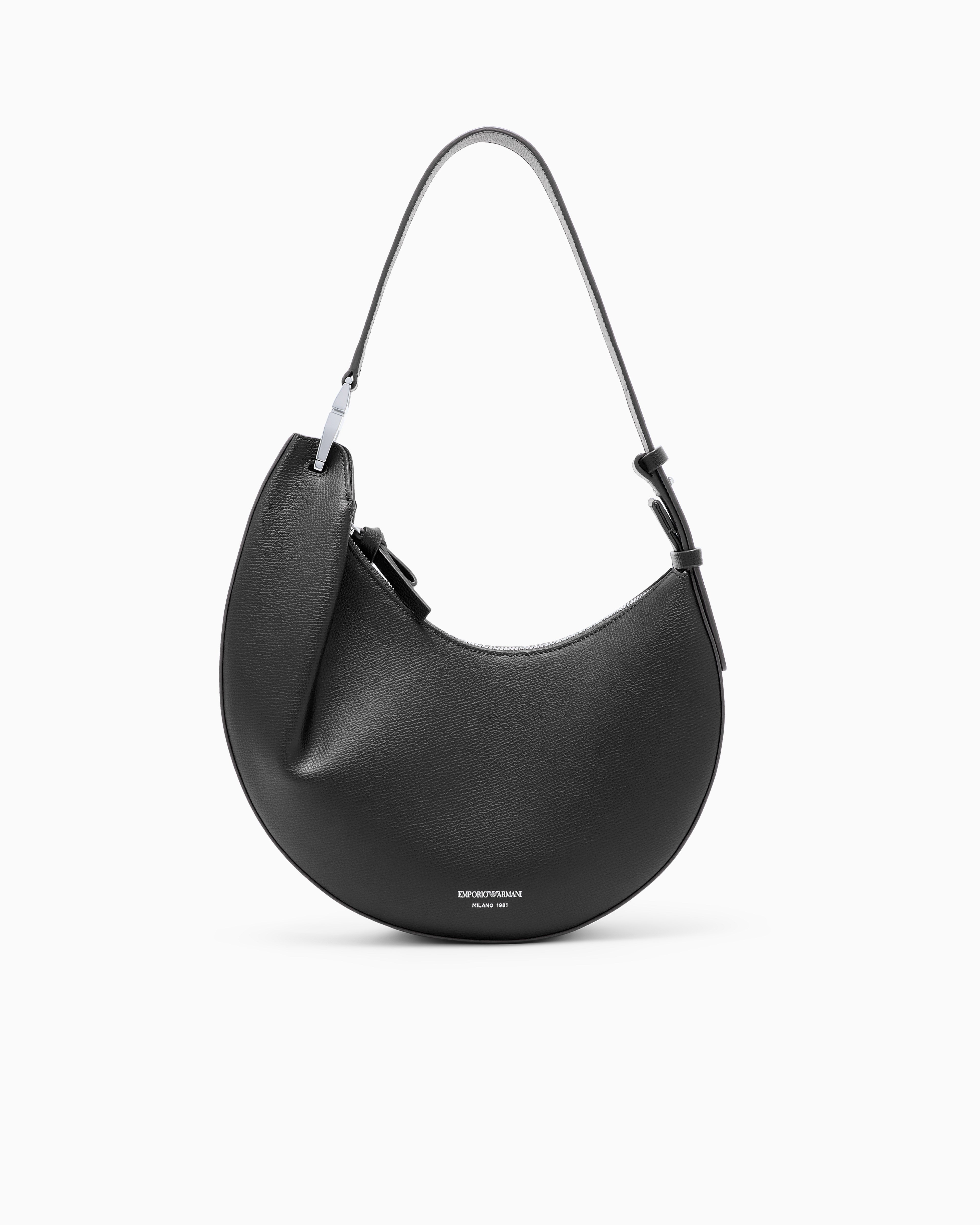 Emporio Armani Emporıo Armani Kadın Kalın Kısa Kulp Deri Fermuar Kapama Siyah Omuz Çantası EW005754 AF29459-UC001