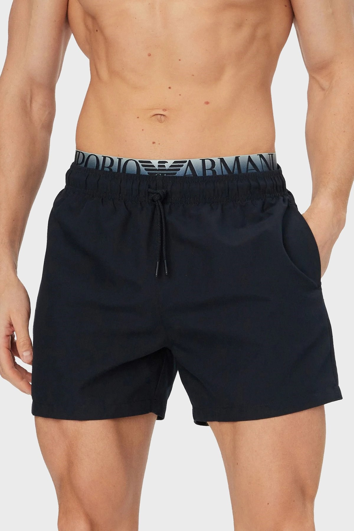 Emporio Armani Emporıo Body Erkek Beli Lastikli İp Bağlamalı Regular Fit Lacivert Deniz Şortu EM000686 AF20432-UB102