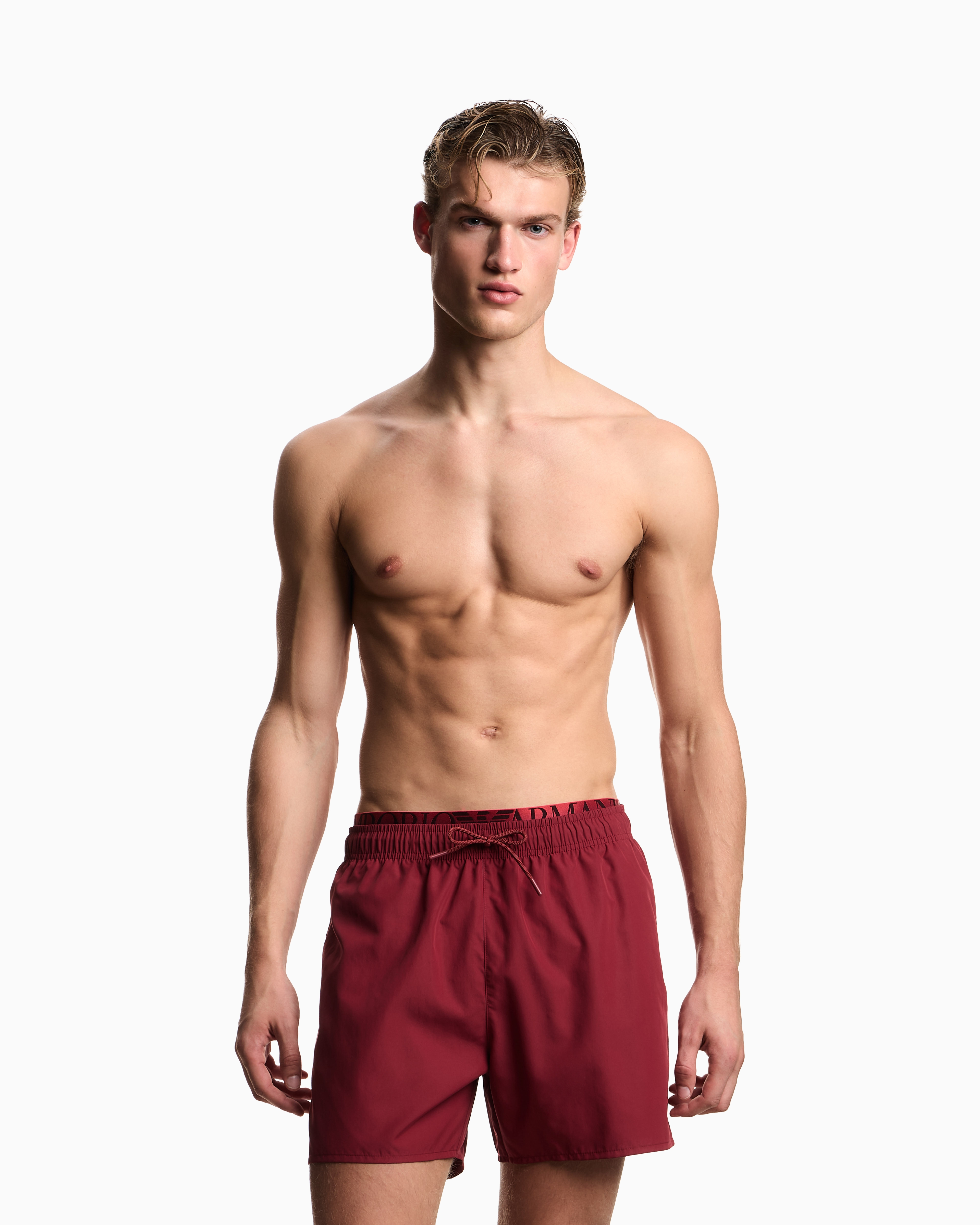 Emporio Armani Emporıo Body Erkek Beli Lastikli İp Bağlamalı Regular Fit Kırmızı Deniz Şortu EM000686 AF20432-U5050