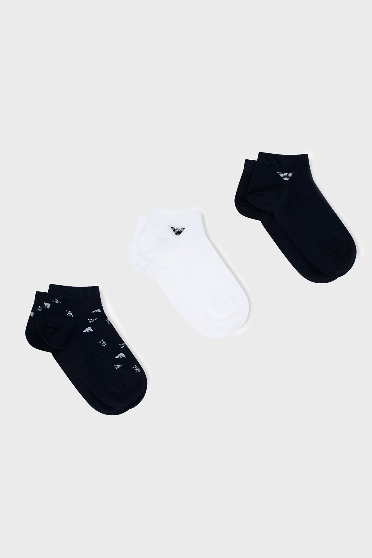 Emporio Armani Emporıo Body Erkek Esnek Pamuklu Logo Detaylı Üçlü Paket Mavi Çorap EM000550 AF20653-MB434