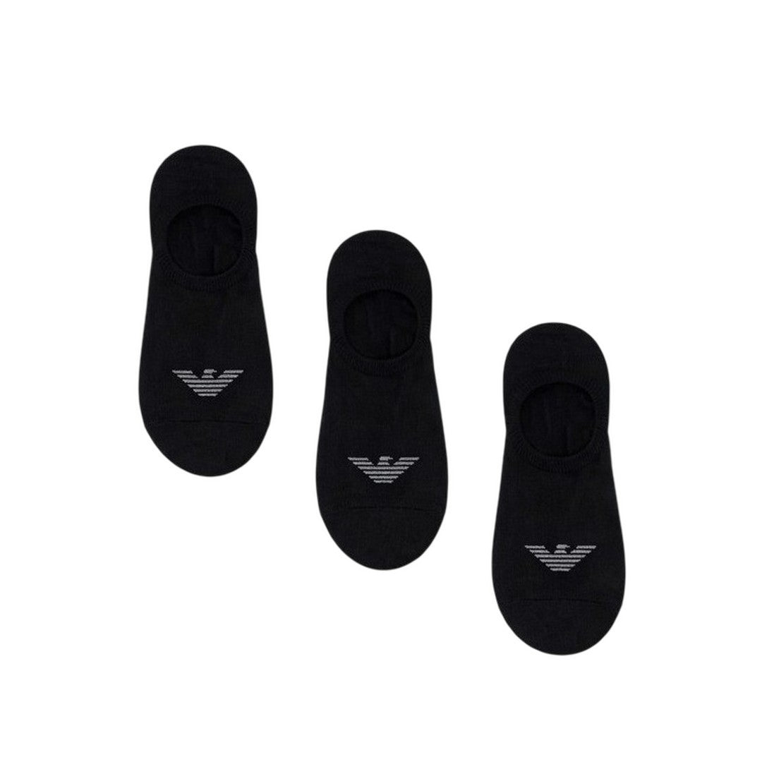 Emporio Armani Emporıo Body Erkek Esnek Pamuklu Kartal Logo Detaylı Üçlü Paket Siyah Çorap EM000548 AF23600-MC061