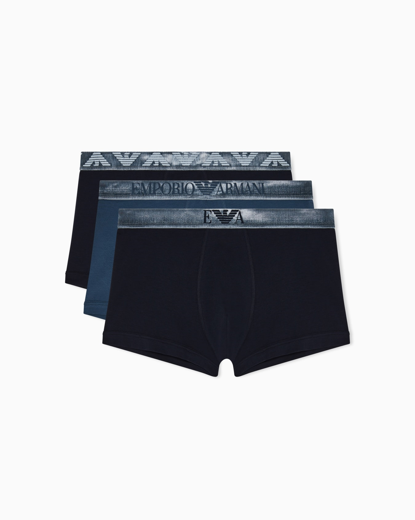 Emporio Armani Emporıo Body Erkek Esnek Pamuklu Logo Detaylı Elastik Bel Bantlı Üçlü Paket Mavi Boxer EM000259 AF18886-MB396