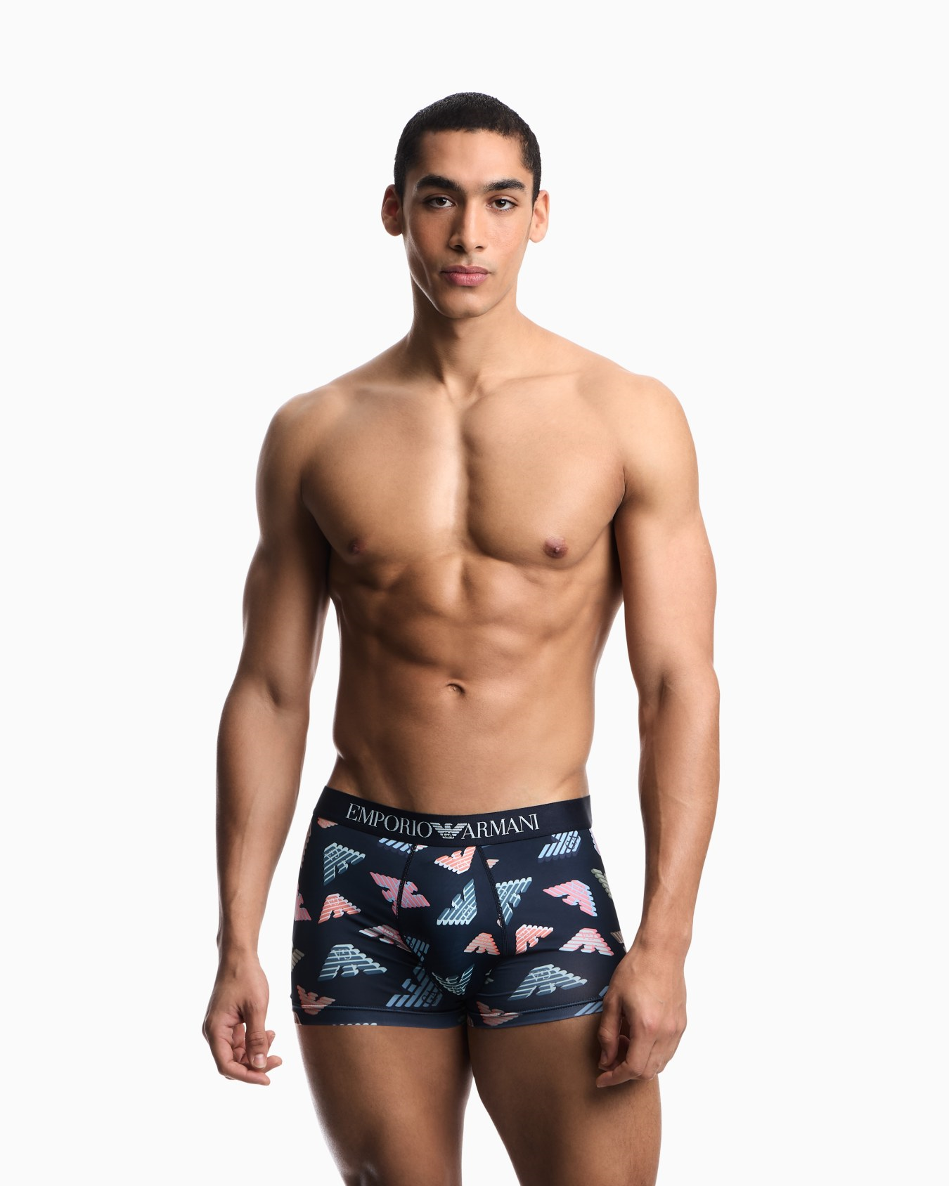 Emporio Armani Emporıo Body Erkek Kartal Logo Desenli Elastik Bel Bantlı Mavi Boxer EM000232 AF19107-FB075