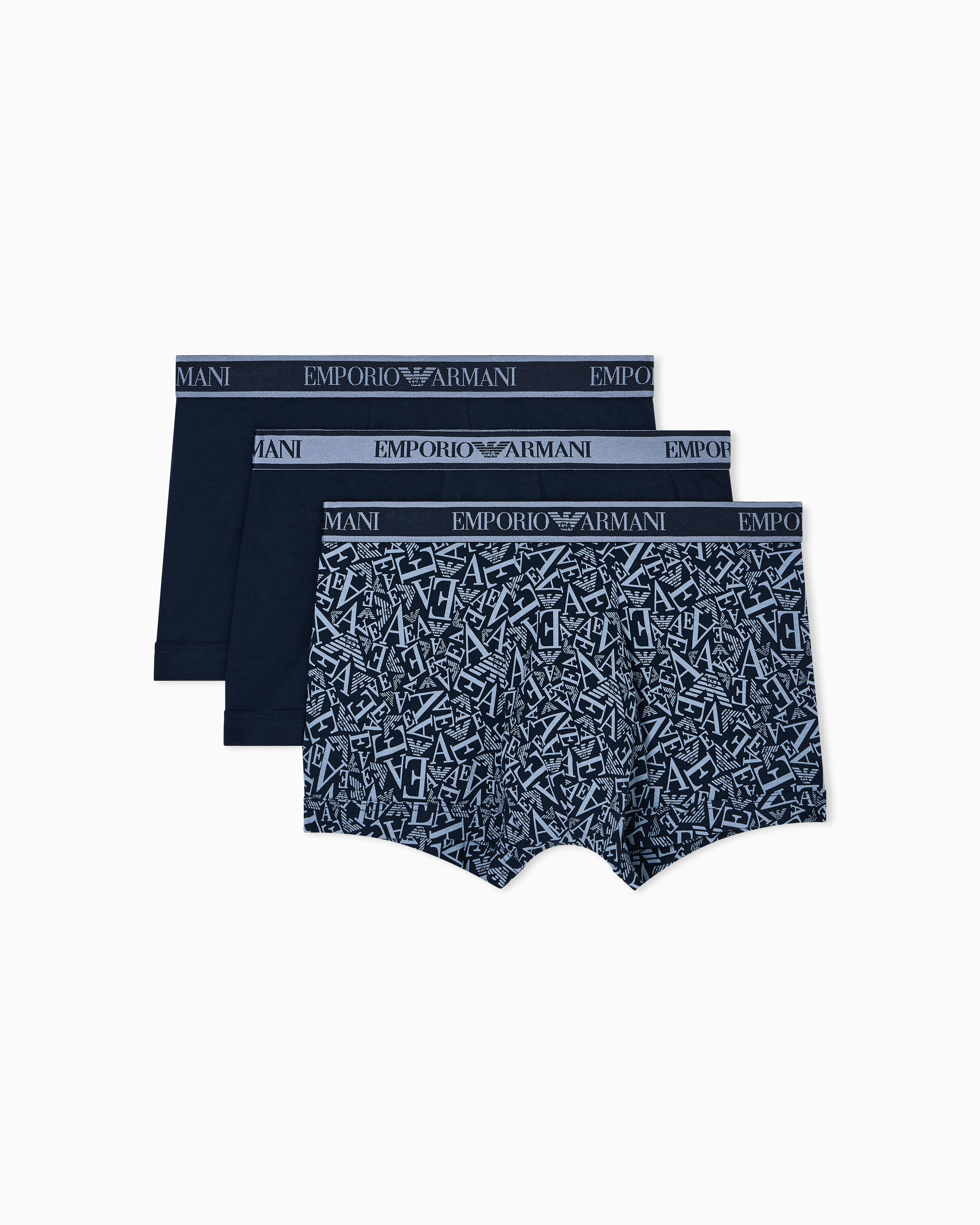 EMPORIO ARMANI Emporıo Body Erkek Logolu Elastik Bantlı Streç Pamuklu 3'lü Lacivert Boxer EM000370 AF10779-MB089