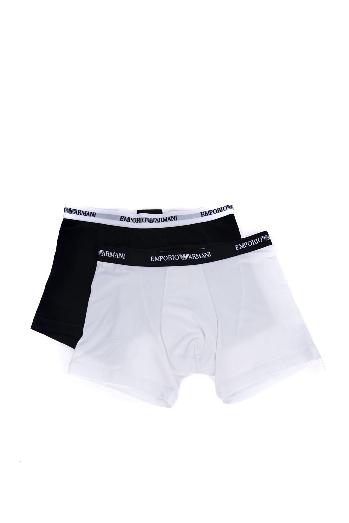 Emporio Armani Emporıo Body Erkek Marka Logolu Beli Lastikli Siyah-Beyaz Boxer CC717 111268-410