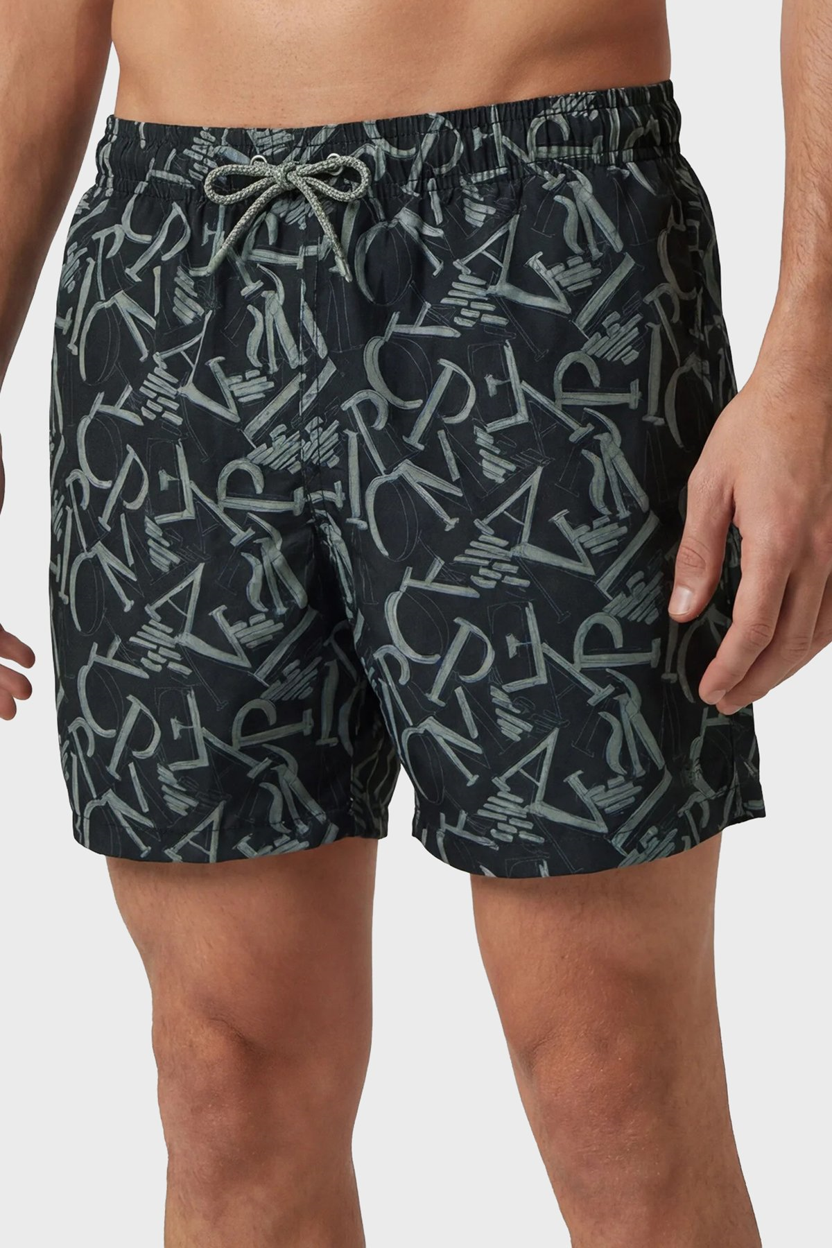 Emporio Armani Emporıo Body Erkek Tamamı Logo Desenler Kısa Boy Normal Bel Rahat Kesim Siyah Mayo EM000583 AF20440-FC099