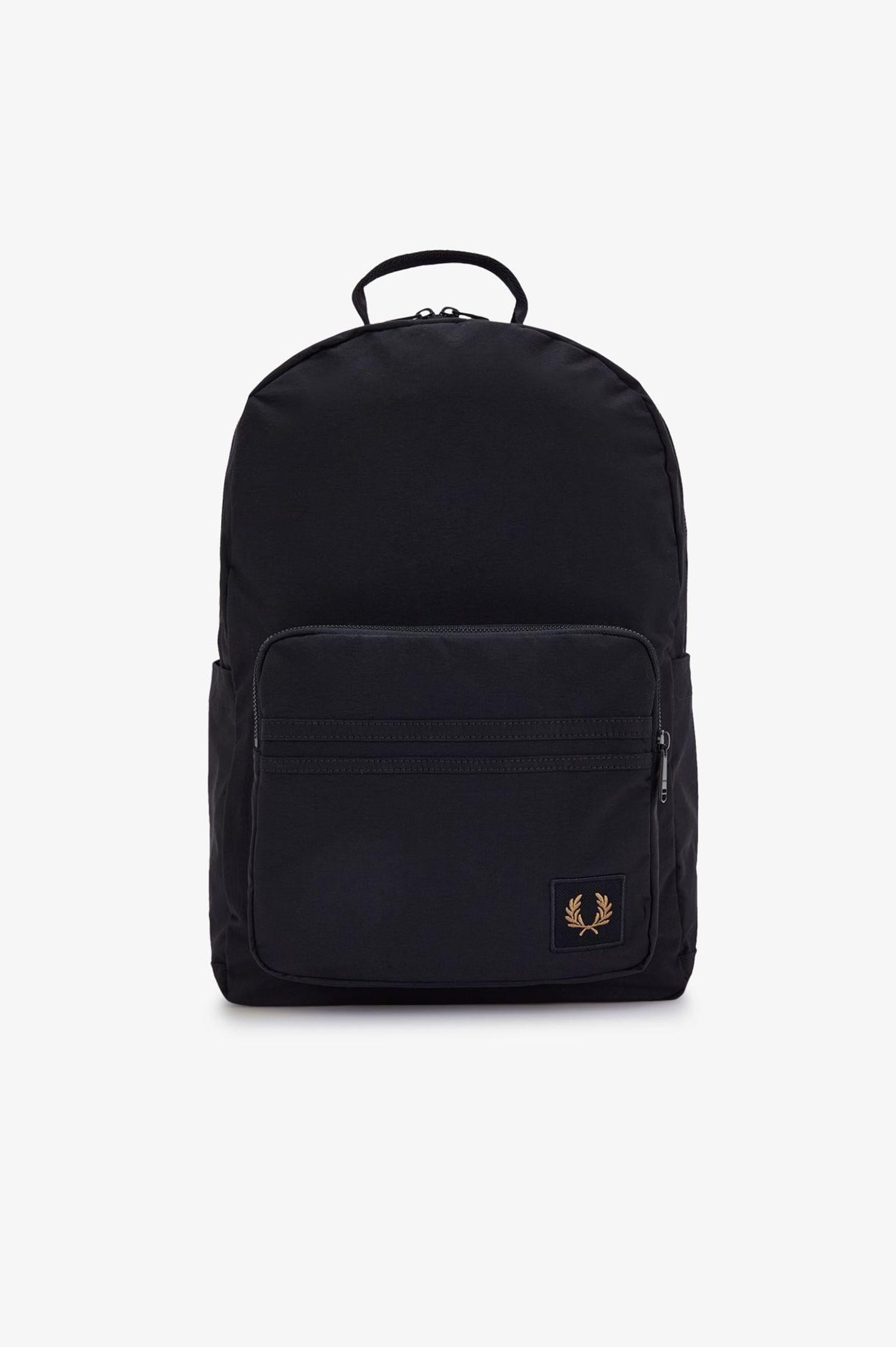 Fred Perry Fred Perry Erkek Logo İşlemeli Fermuarlı Ön Cepli Ekstra Bölmeli Siyah Sırt Çantası L1192-102