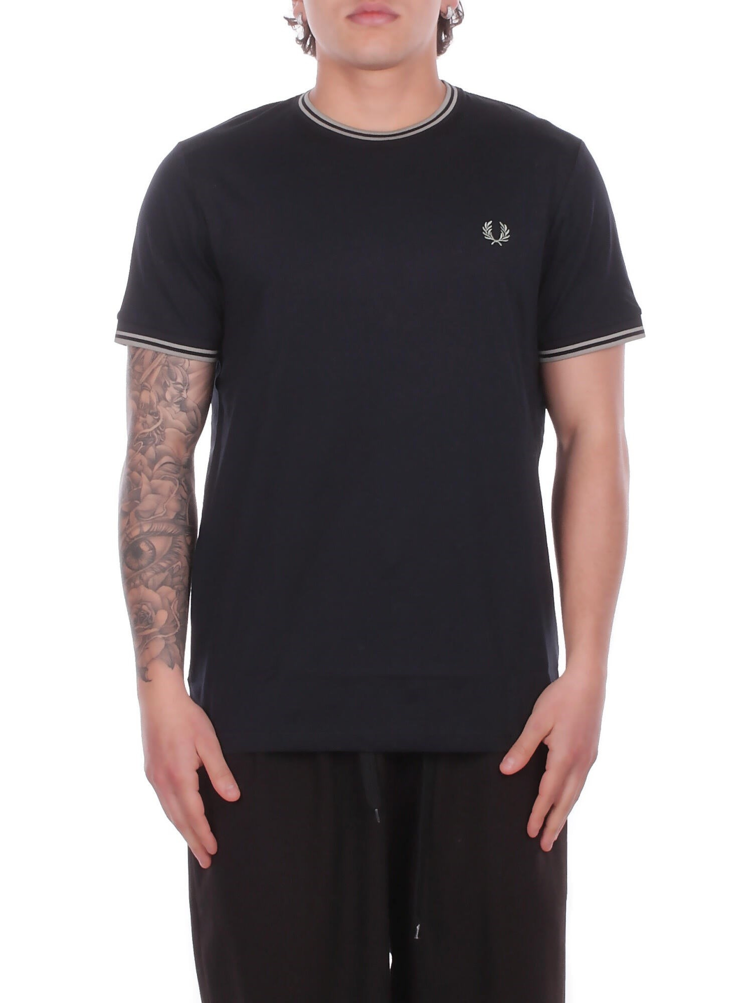 Fred Perry Fred Perry Erkek Normal Kalıp Yuvarlak Yakalı Pamuklu Kısa Kollu Lacivert T-Shirt M1588V-T73