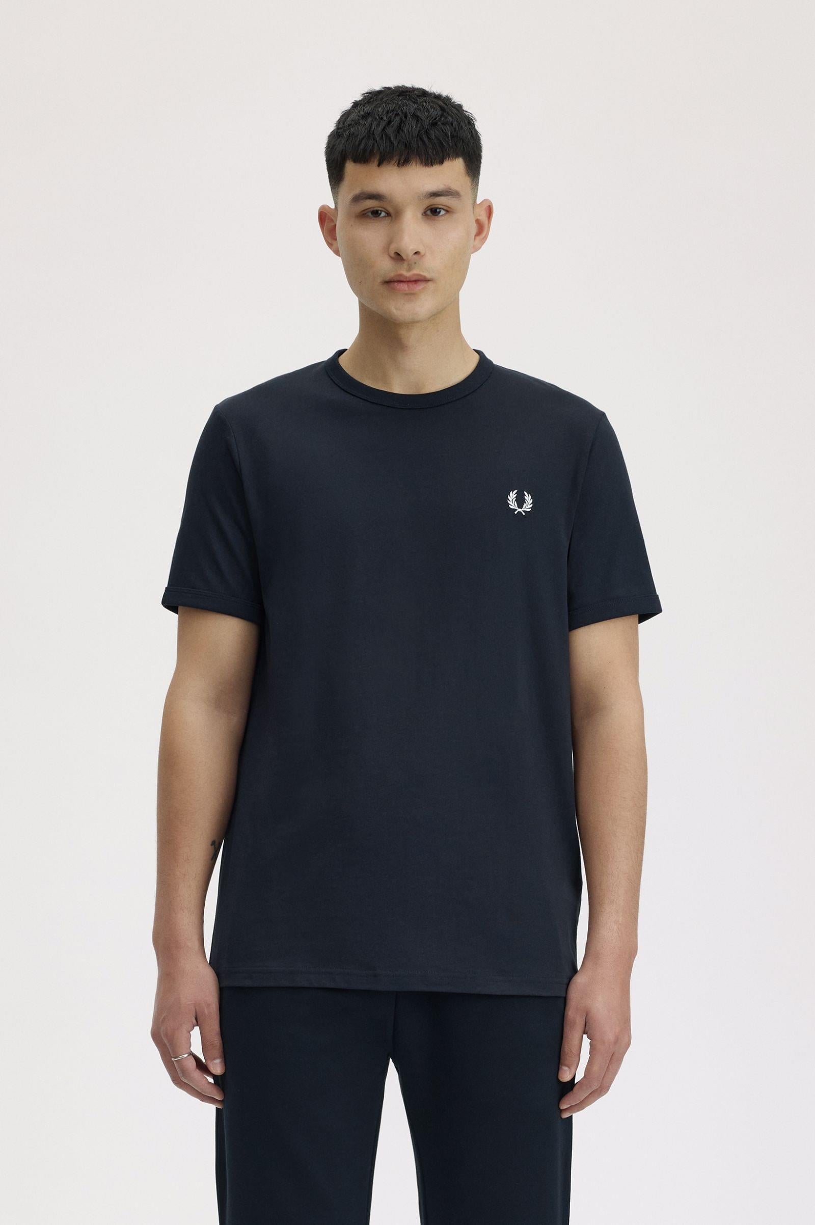 Fred Perry Fred Perry Erkek Pamuklu Jarse Kumaş Manşet ve Yuvarlak Yakalı Kısa Kollu 608 T-Shirt M3519-608