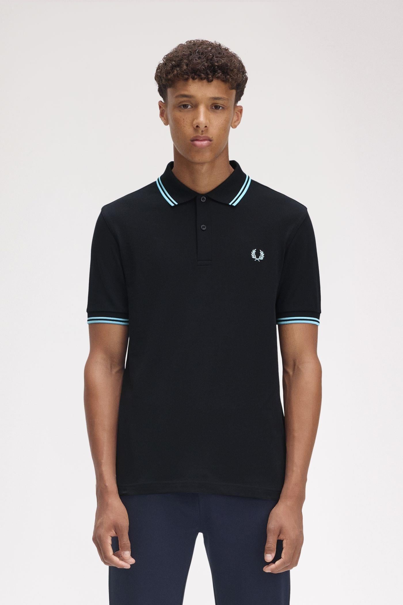 Fred Perry Fred Perry Erkek Regular Fit Yakası ve Kolları Çizgi Detaylı %100 Pamuklu Kısa Kollu Y60 Polo Yaka T-Shirt M3600-Y60