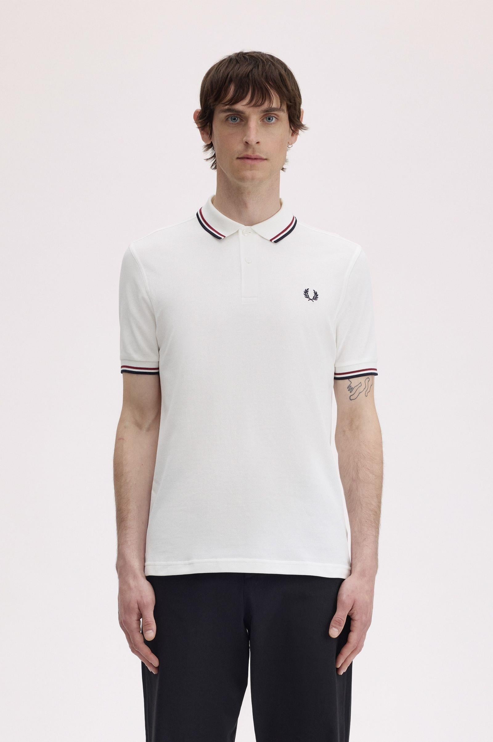 Fred Perry Fred Perry Erkek Regular Fit Yakası ve Kolları Çizgi Detaylı %100 Pamuklu Kısa Kollu T60 Polo Yaka T-Shirt M3600-T60