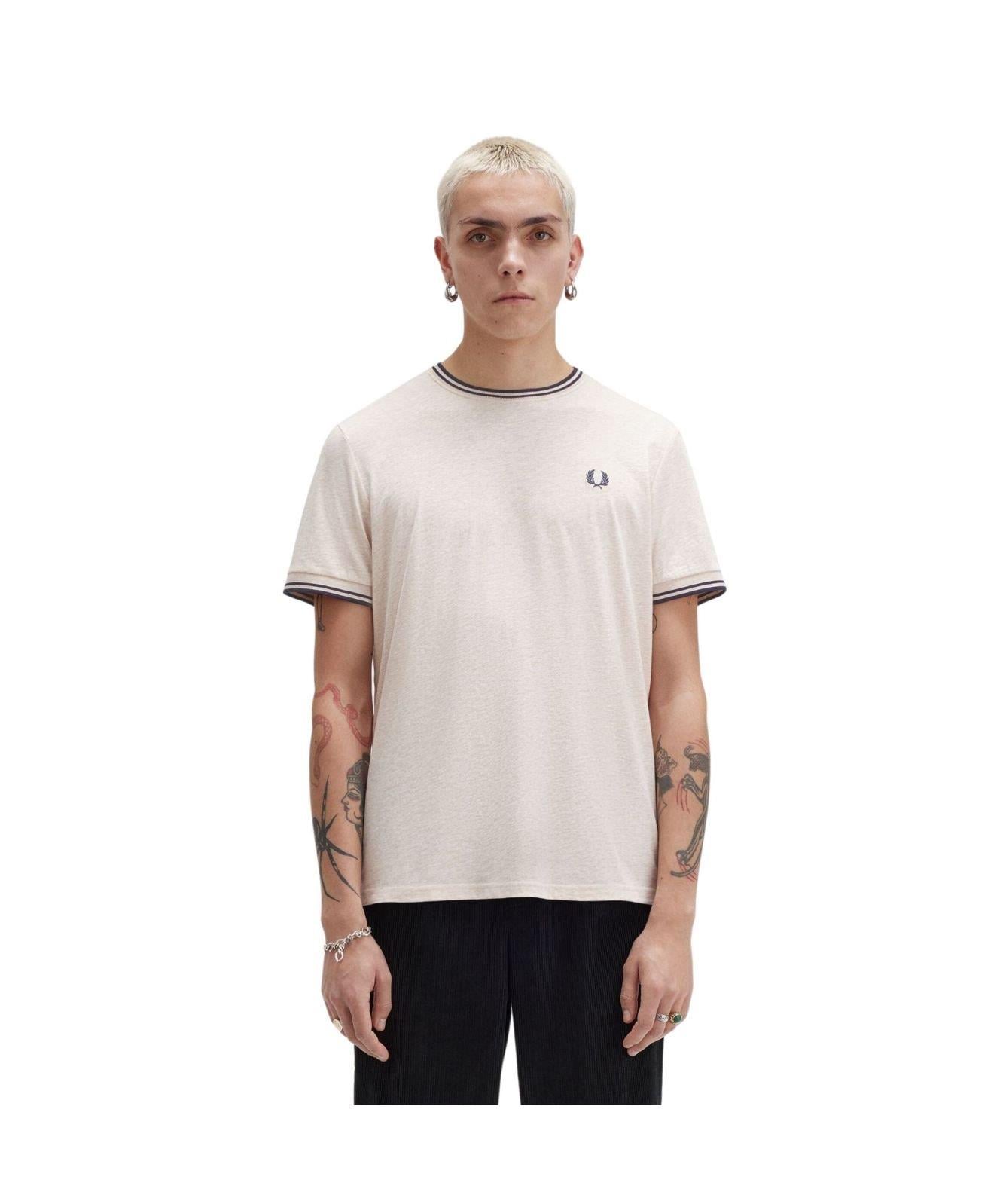 Fred Perry Fred Perry Erkek Regular Fit Kısa Kollu Şerit Detaylı W50 T-Shirt M1588-W50