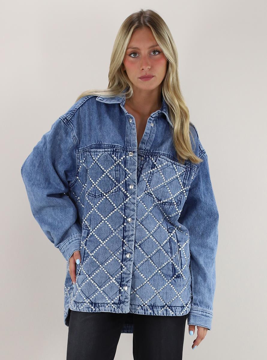 Liu Jo Lıu Jo Kadın Logolu Gömlek Yaka  Standart Denim Mavi Gömlek UF3087D4804-78514