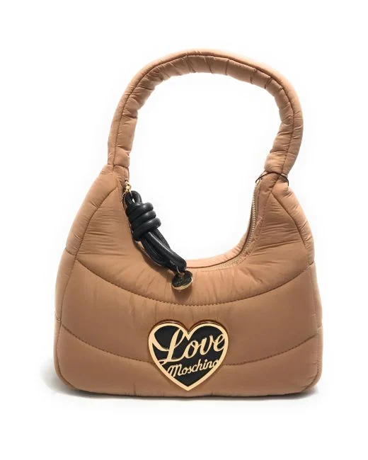 Love Moschino Love Moschino Kadın Kumaş Kapitoneli Metal Tokalı Fermuar Kapama Kahverengi Omuz Çantası JC4349PP0NKY1-10A