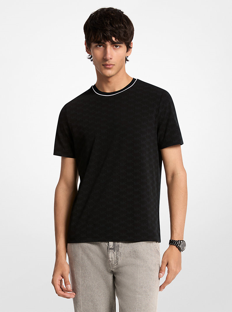 Michael Kors Michael Kors Erkek %100 Pamuklu Logo Detaylı Bisiklet Yaka Kısa Kollu Siyah T-Shirt CR652TGK3W-BLACK