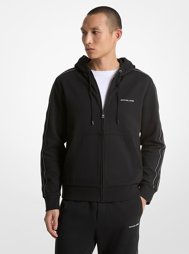 Michael Kors Michael Kors Erkek Kapüşonlu Yaka Uzun Kollu Fermuarlı Siyah Eşofman Üstü CT4524K5MF-BLACK