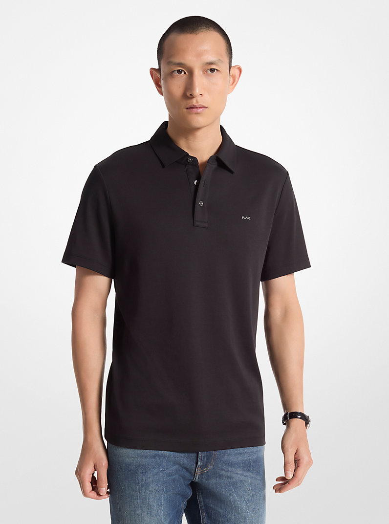 Michael Kors Michael Kors Erkek Kısa Kol Düğme Kapama Pamuklu Rahat Kesim Siyah Polo Yaka T-Shirt CB95FGVC93-BLACK
