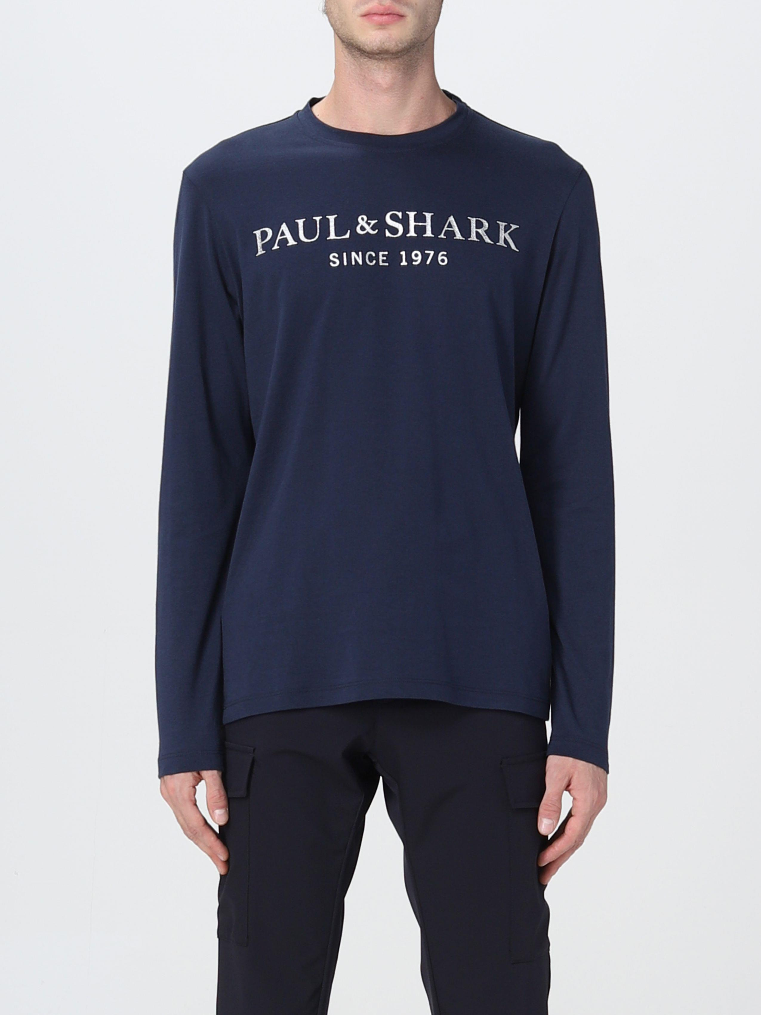 Paul Shark Paul Shark Erkek %100 Pamuklu Basic Uzun Kollu Sıfır Yaka Marka Logolu Lacivert2 T-Shirt 11311630-013