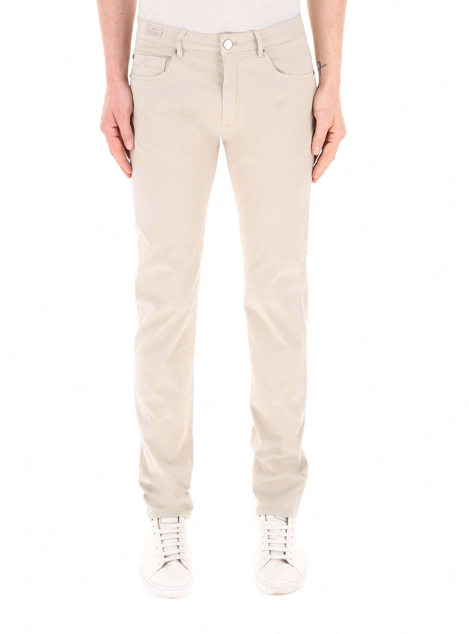 Paul Shark Paul Shark Erkek Dar Kesim Pamuklu Denim Bej Pantolon 99314017-029