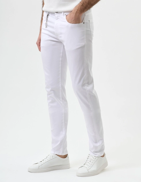 Paul Shark Paul Shark Erkek Dar Kesim Pamuklu Denim Beyaz Pantolon 99314017-010