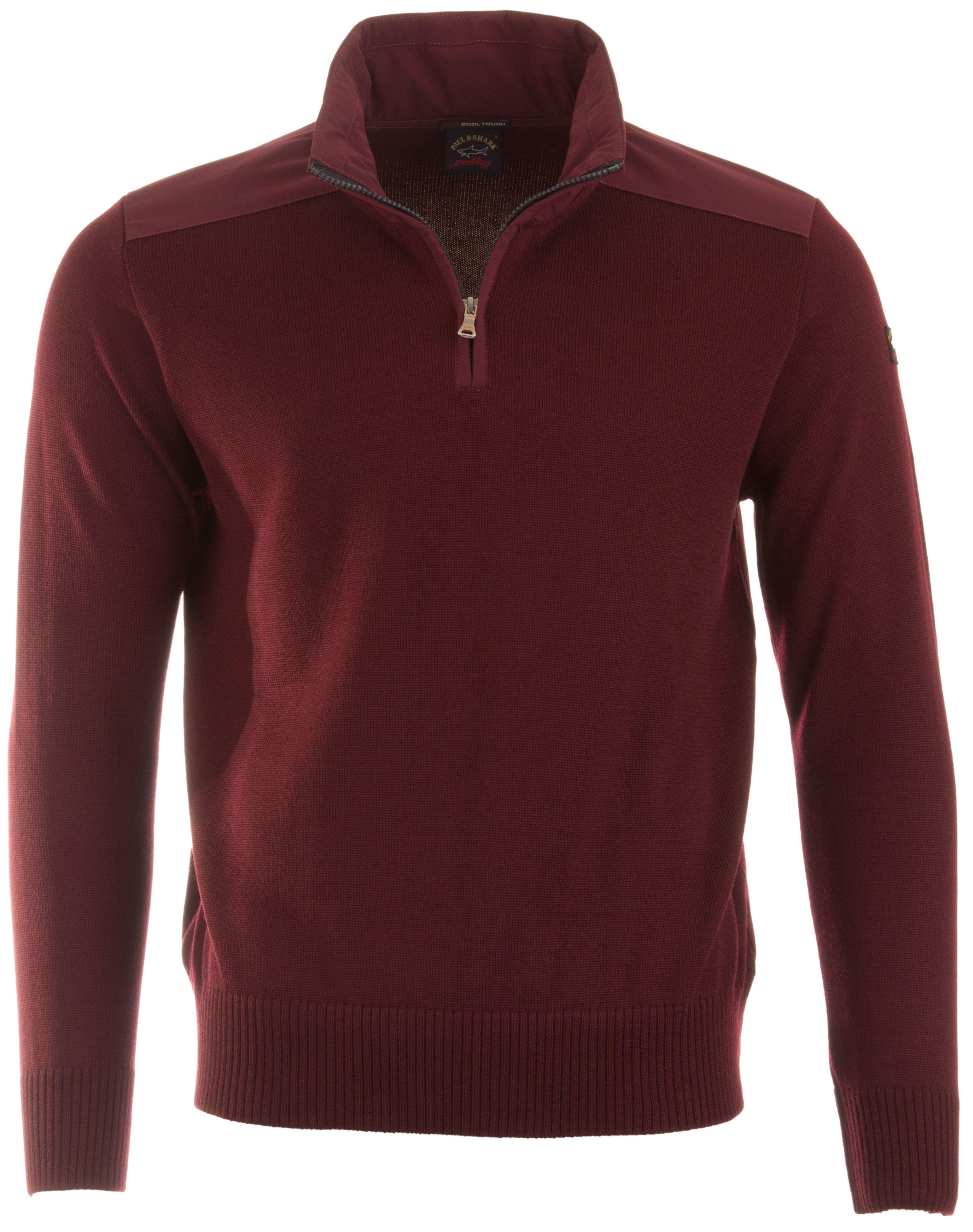 Paul Shark Paul Shark Erkek Fermuarlı Uzun Kollu Bordo Sweatshirt 12311135-411