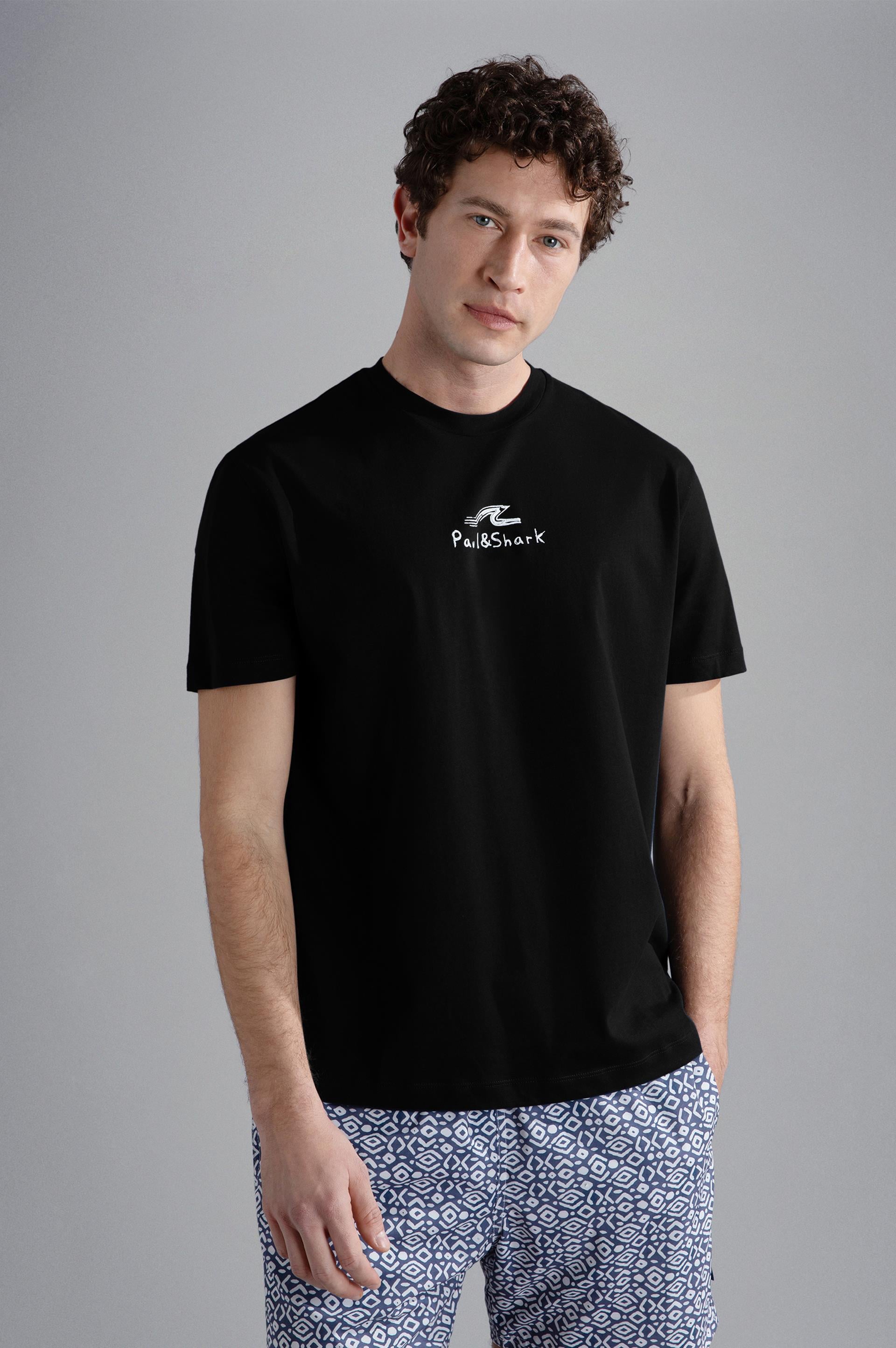 Paul Shark Paul Shark Erkek Marka Logolu Pamuklu Normal Kalıp Günlük Siyah T-Shirt 24411061-011