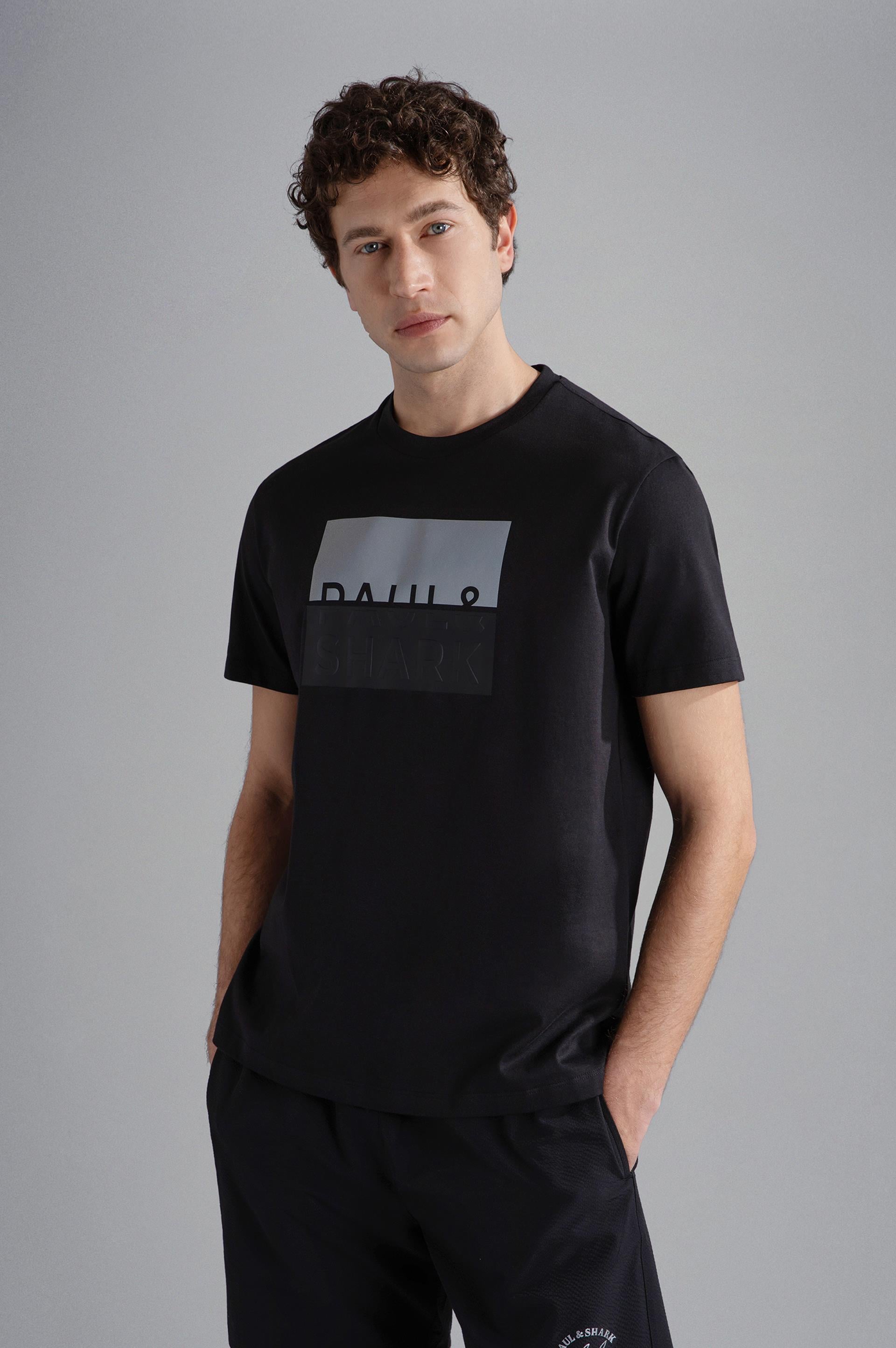 Paul Shark Paul Shark Erkek Marka Logolu Pamuklu Normal Kalıp Günlük Siyah T-Shirt 24411050-011