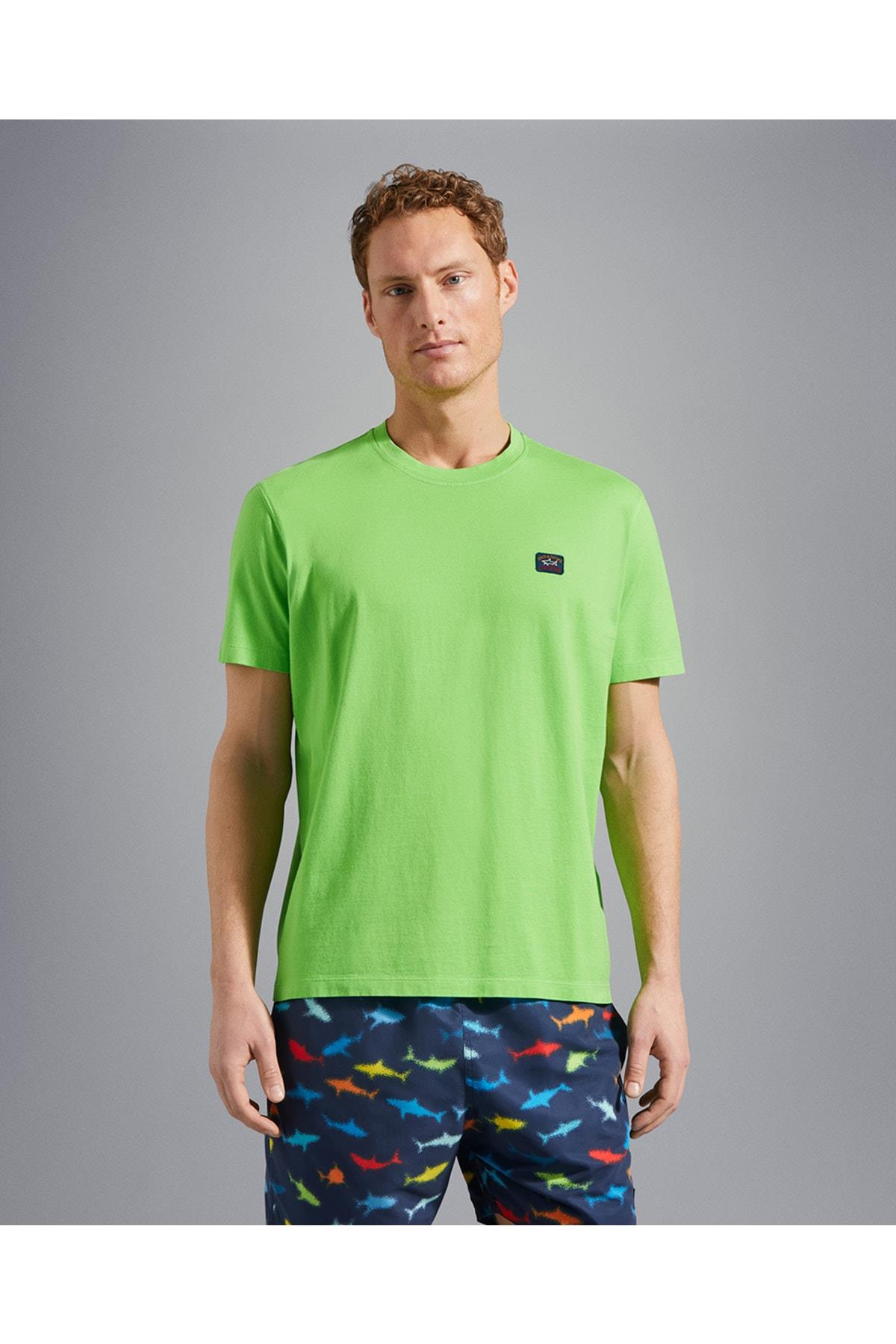 Paul Shark Paul Shark Erkek Marka Logolu Basic Bisiklet Yaka Kısa Kollu Yeşil T-Shirt 23411052-197